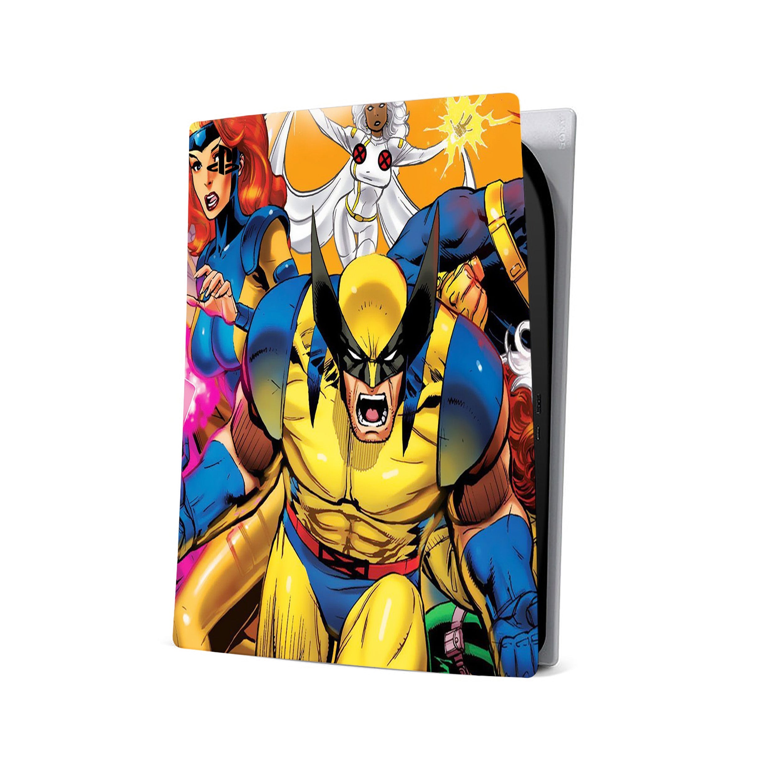 A video game skin featuring a Marvel X Men design for the PS5.