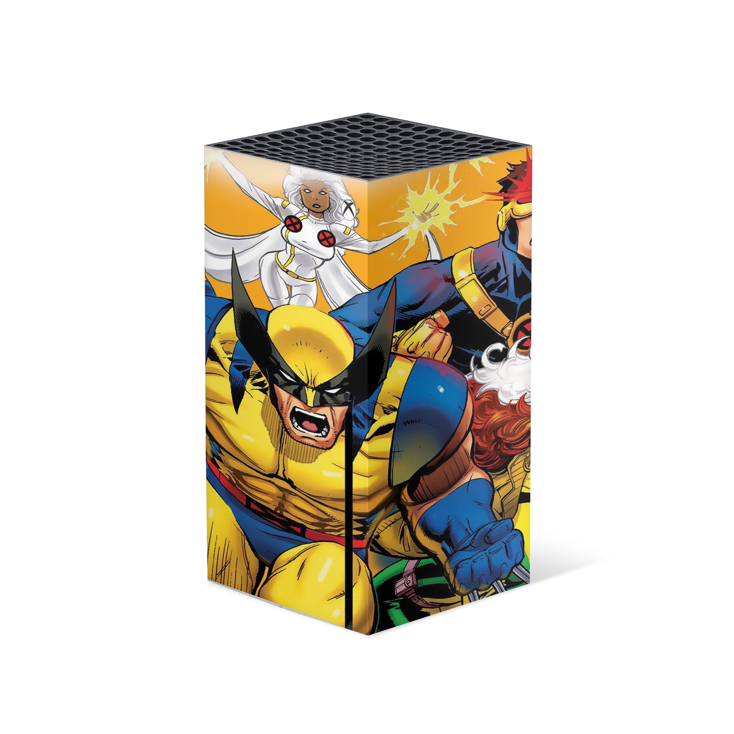 A video game skin featuring a Marvel X Men design for the Xbox Series X.