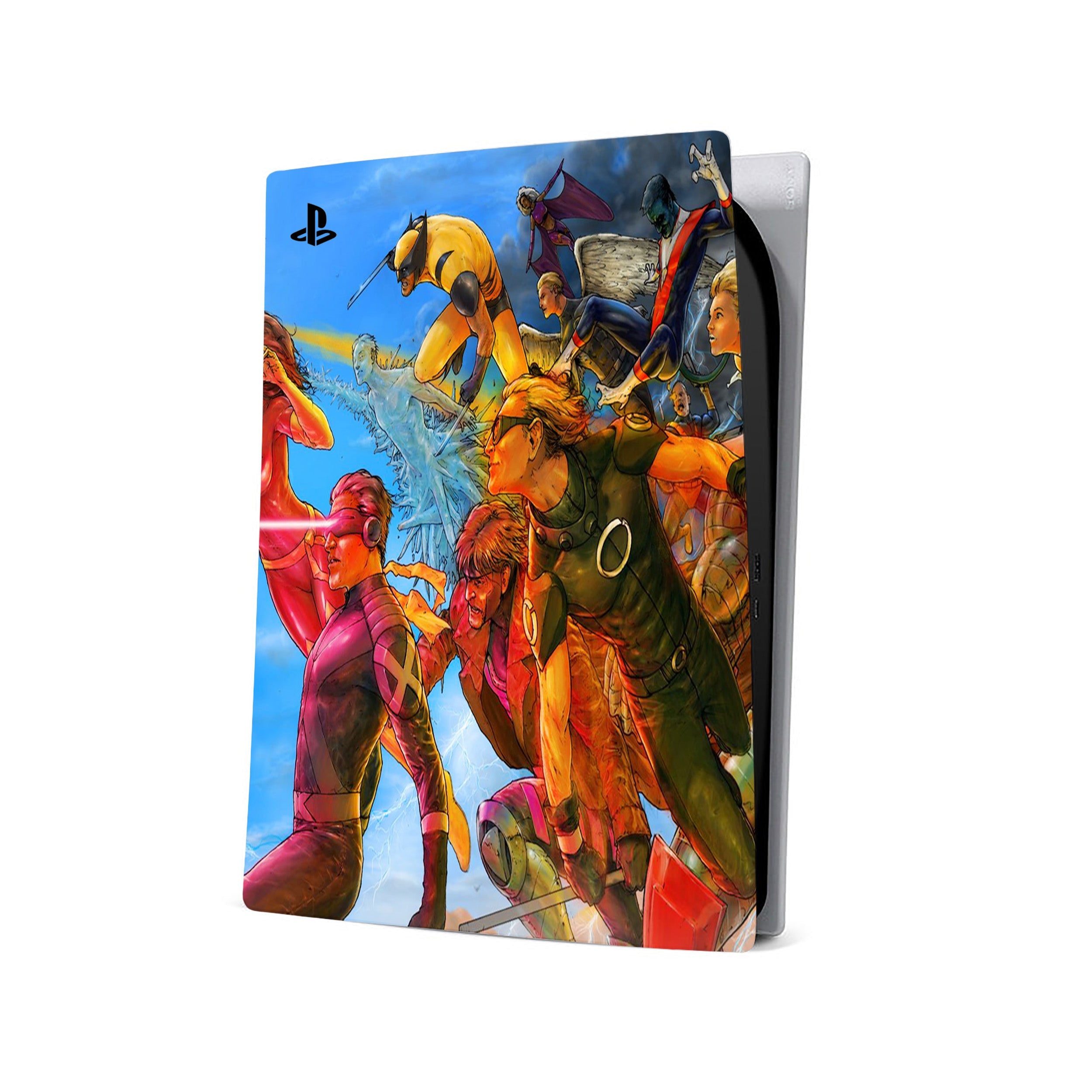 A video game skin featuring a Marvel X Men design for the PS5.