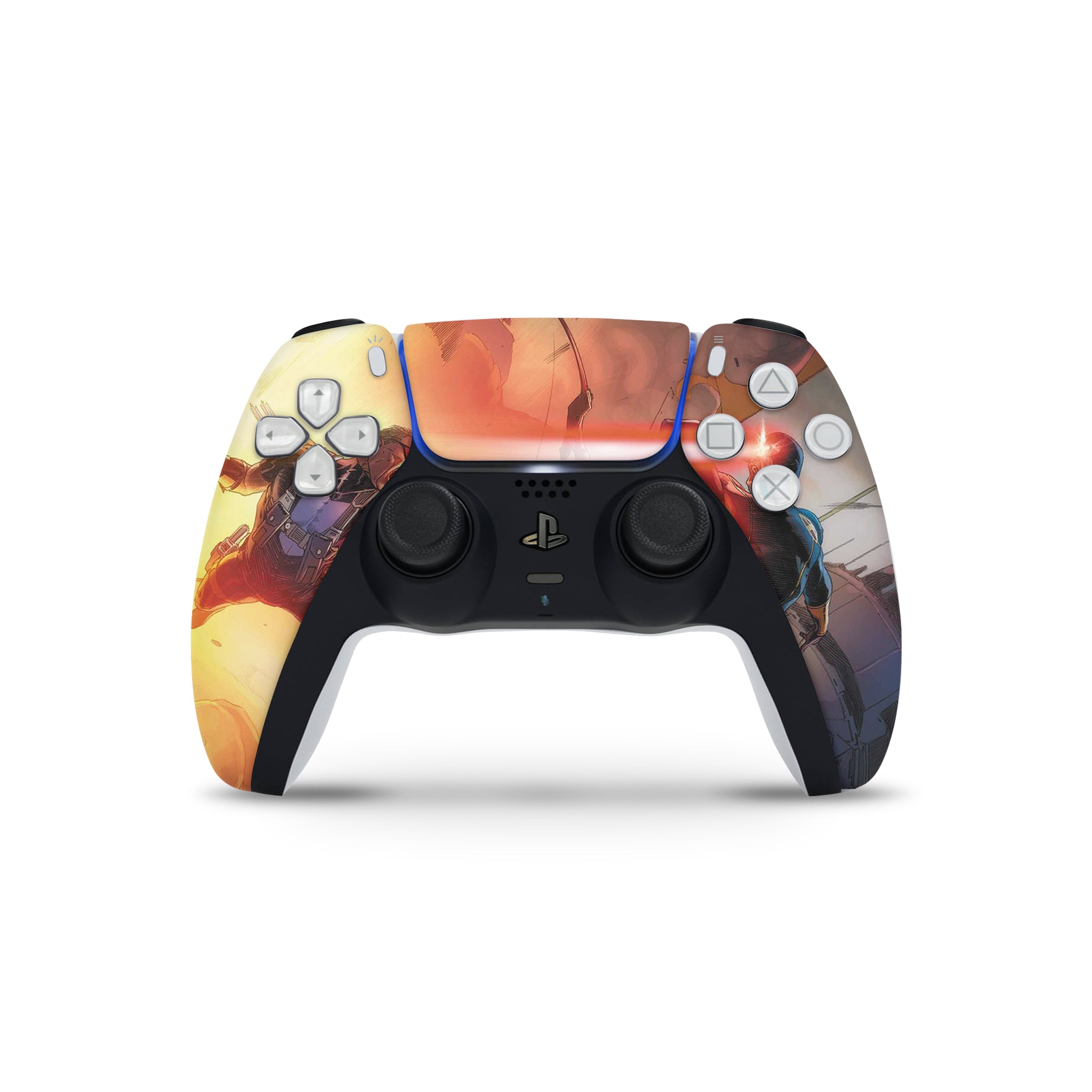 A video game skin featuring a Marvel X Men Cyclops design for the PS5 DualSense Controller.
