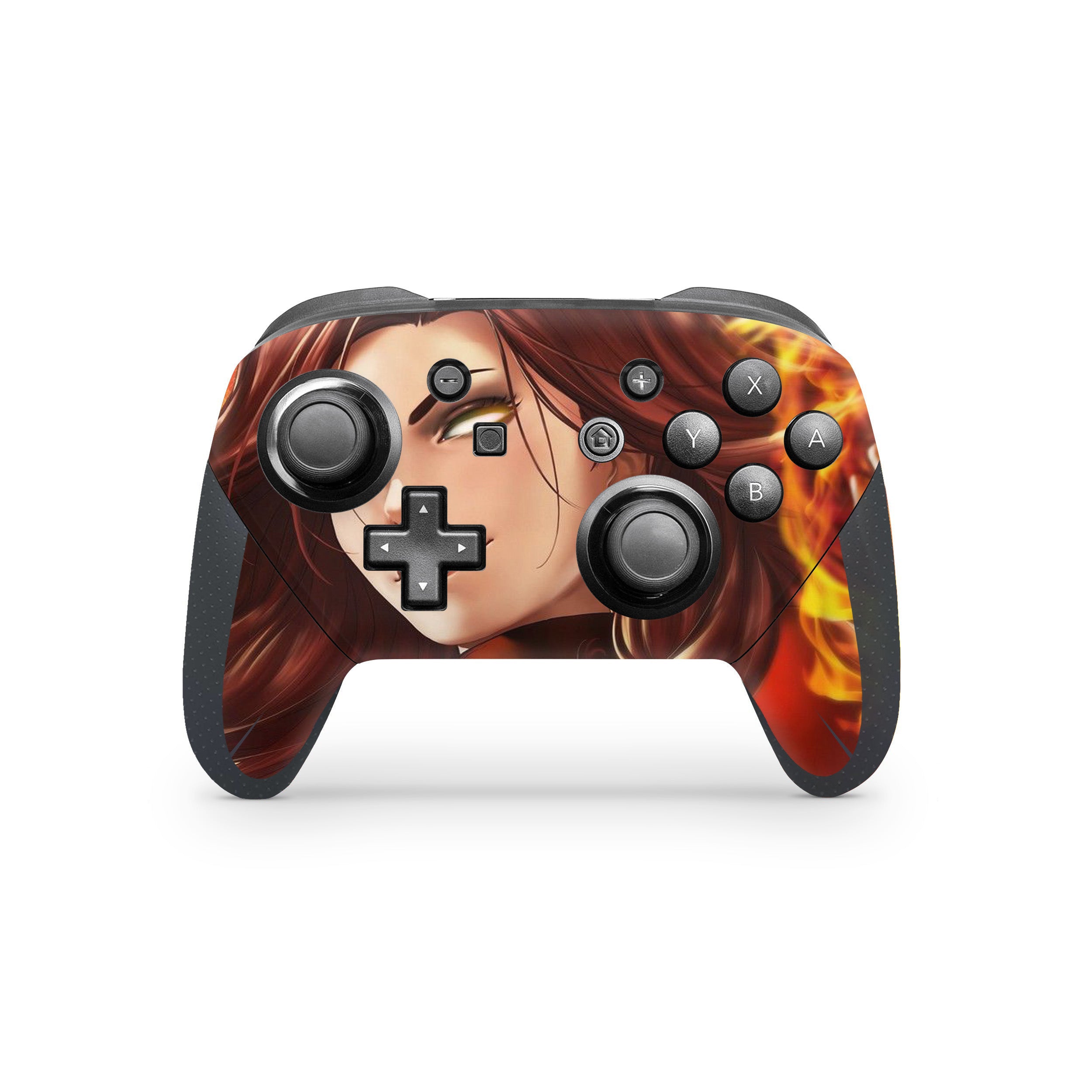 A video game skin featuring a Marvel X Men Phoenix design for the Switch Pro Controller.