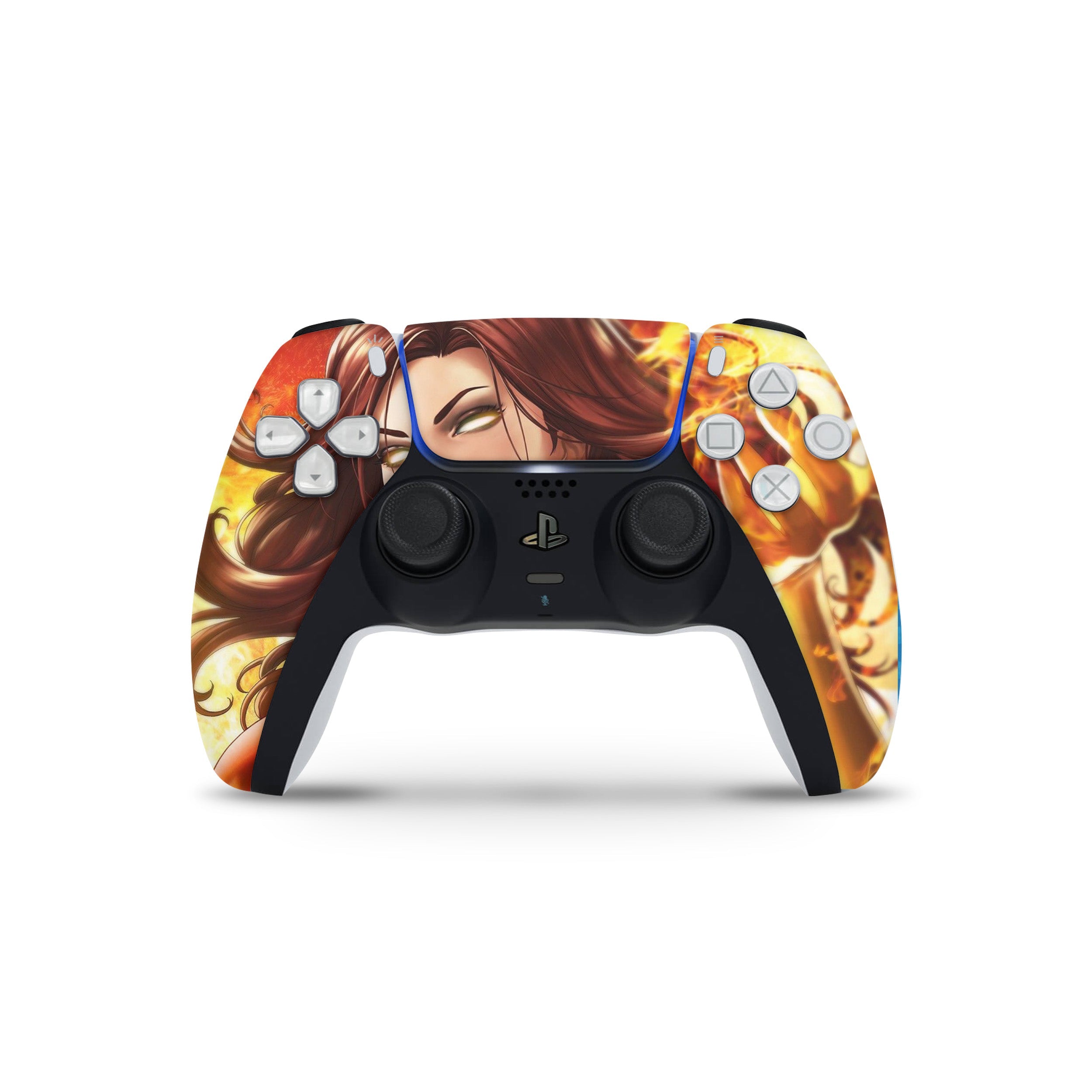 A video game skin featuring a Marvel X Men Phoenix design for the PS5 DualSense Controller.