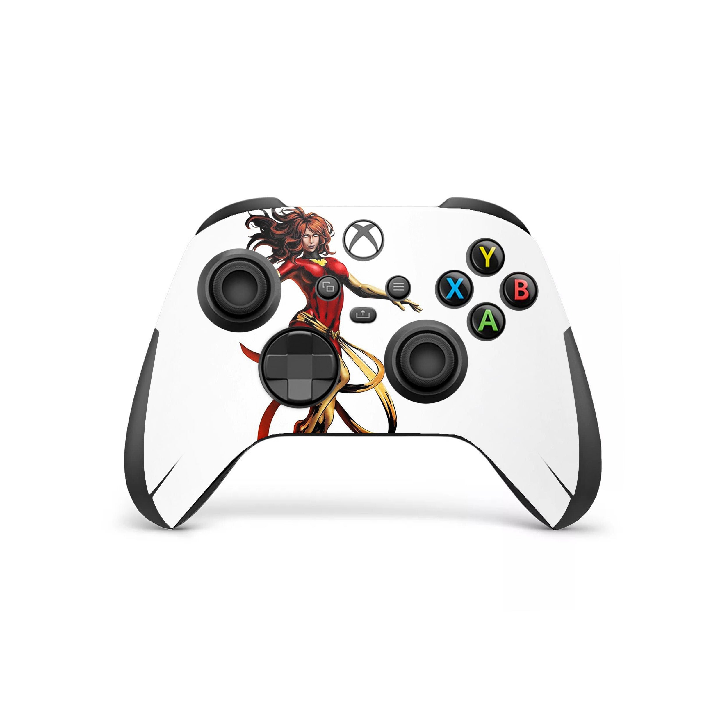 A video game skin featuring a Marvel X Men Phoenix design for the Xbox Wireless Controller.