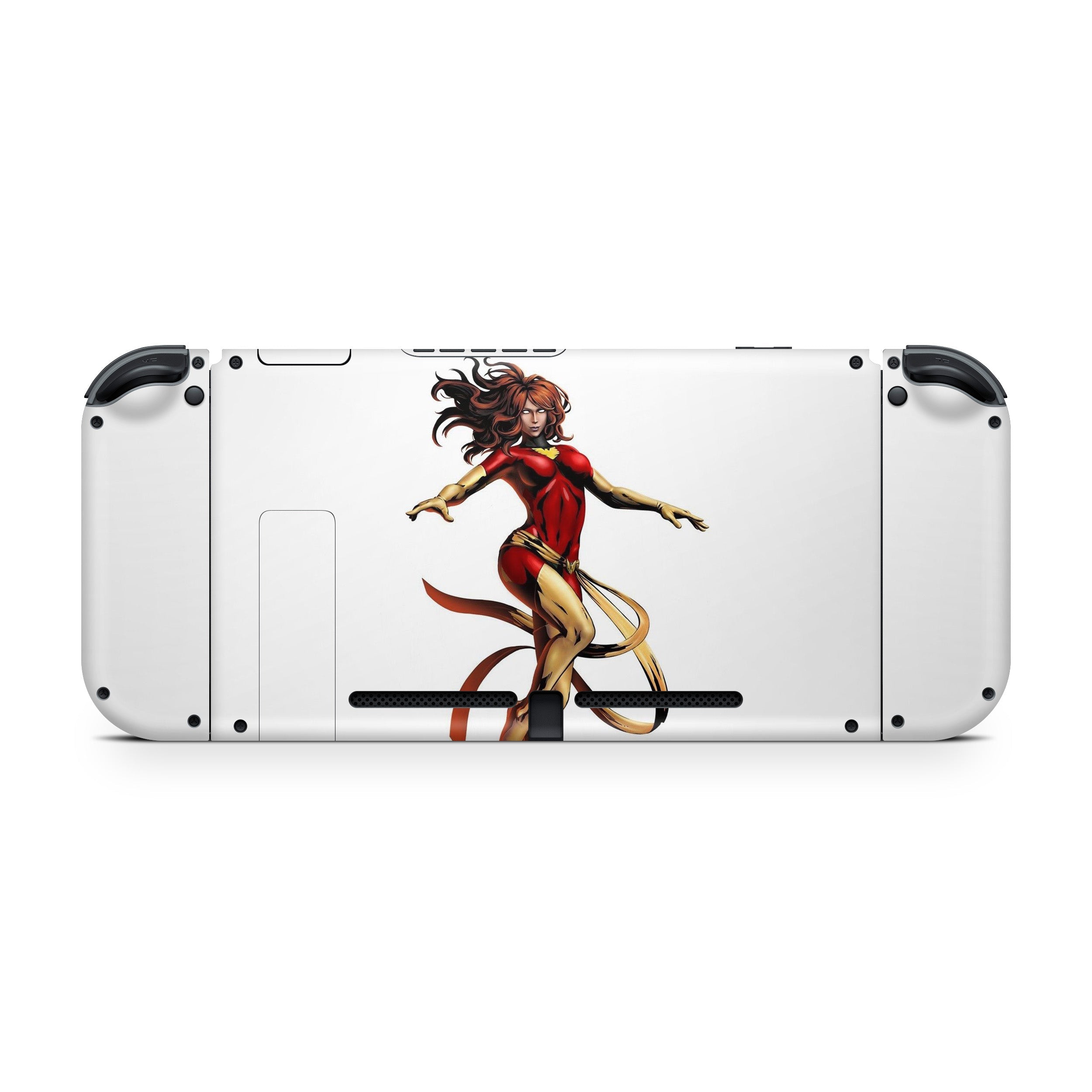 A video game skin featuring a Marvel X Men Phoenix design for the Nintendo Switch.