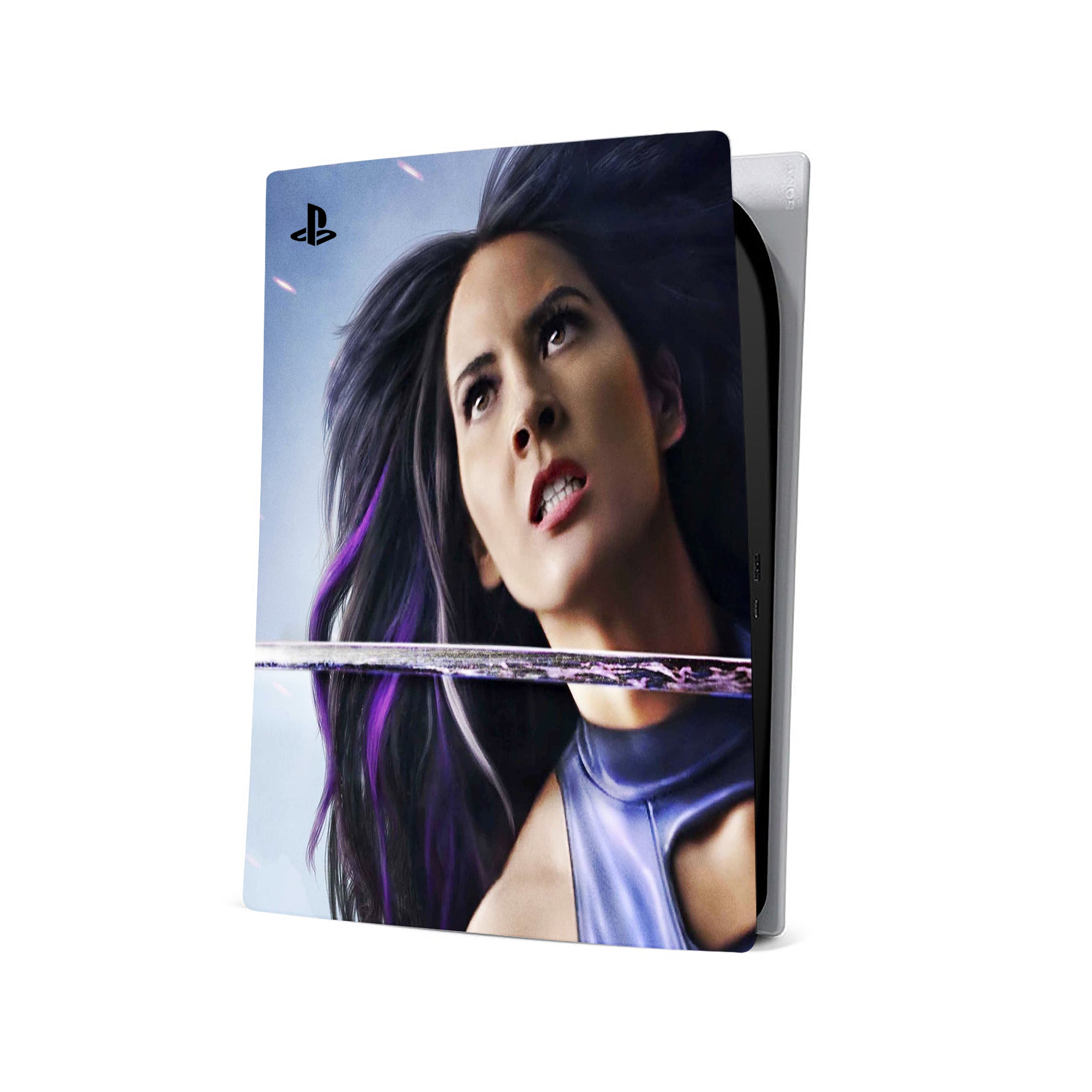 A video game skin featuring a Marvel X Men Psylocke design for the PS5.