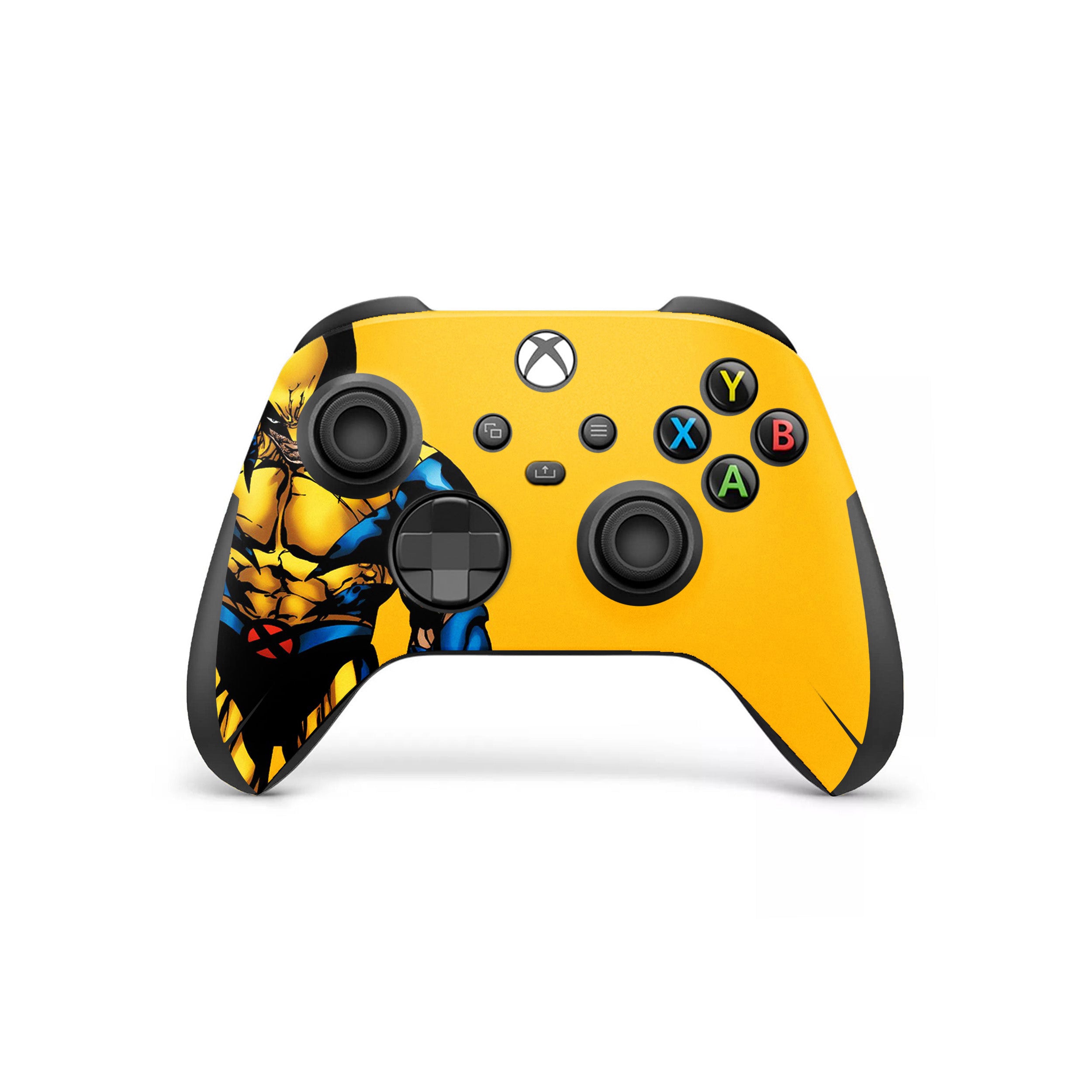 A video game skin featuring a Marvel X Men Wolverine design for the Xbox Wireless Controller.