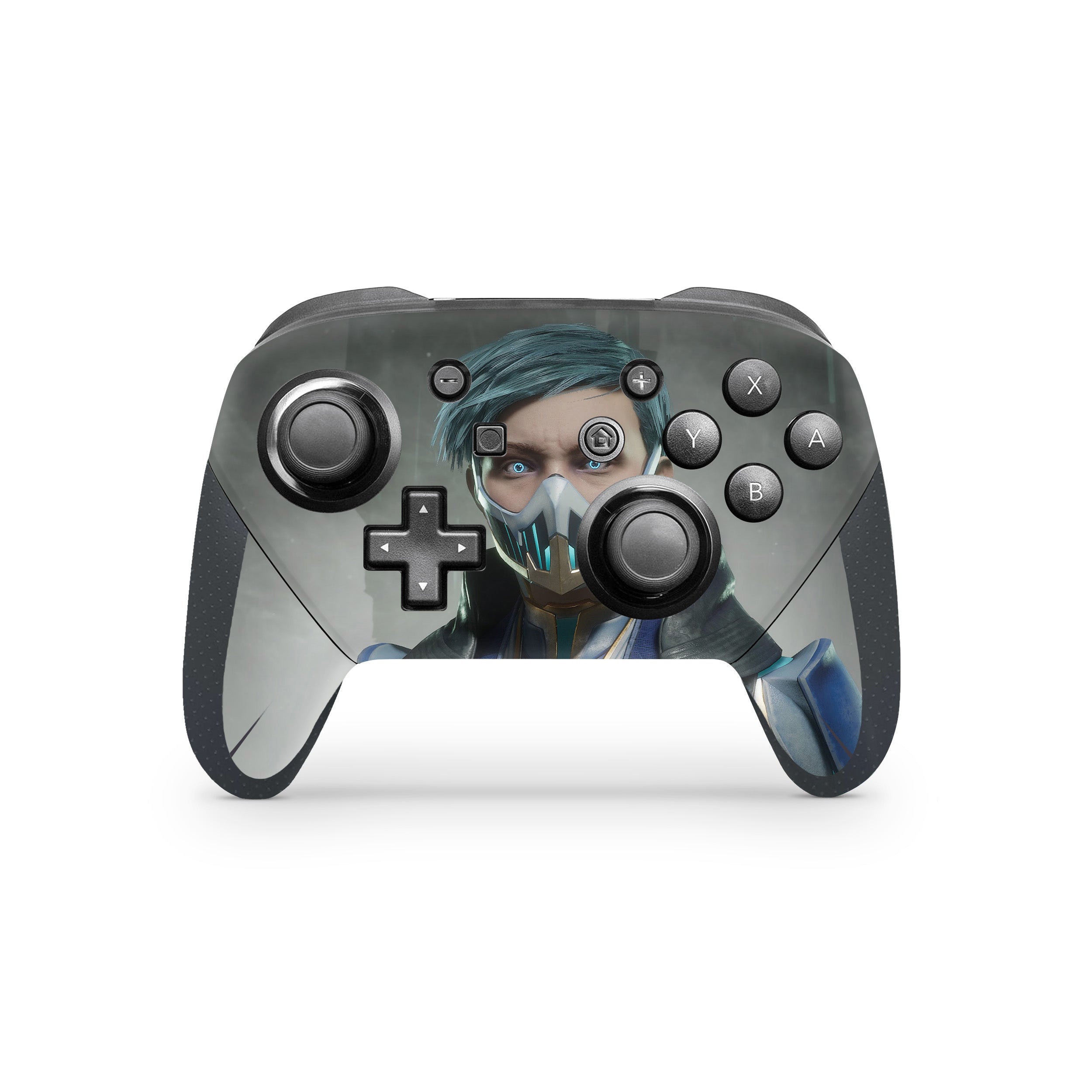 A video game skin featuring a Mortal Kombat 11 design for the Switch Pro Controller.