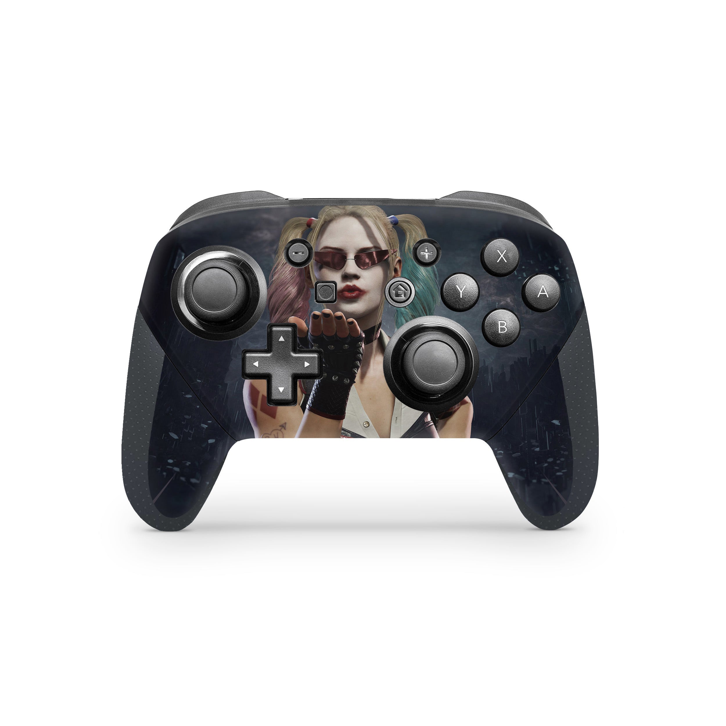 A video game skin featuring a Mortal Kombat 11 Frost design for the Switch Pro Controller.