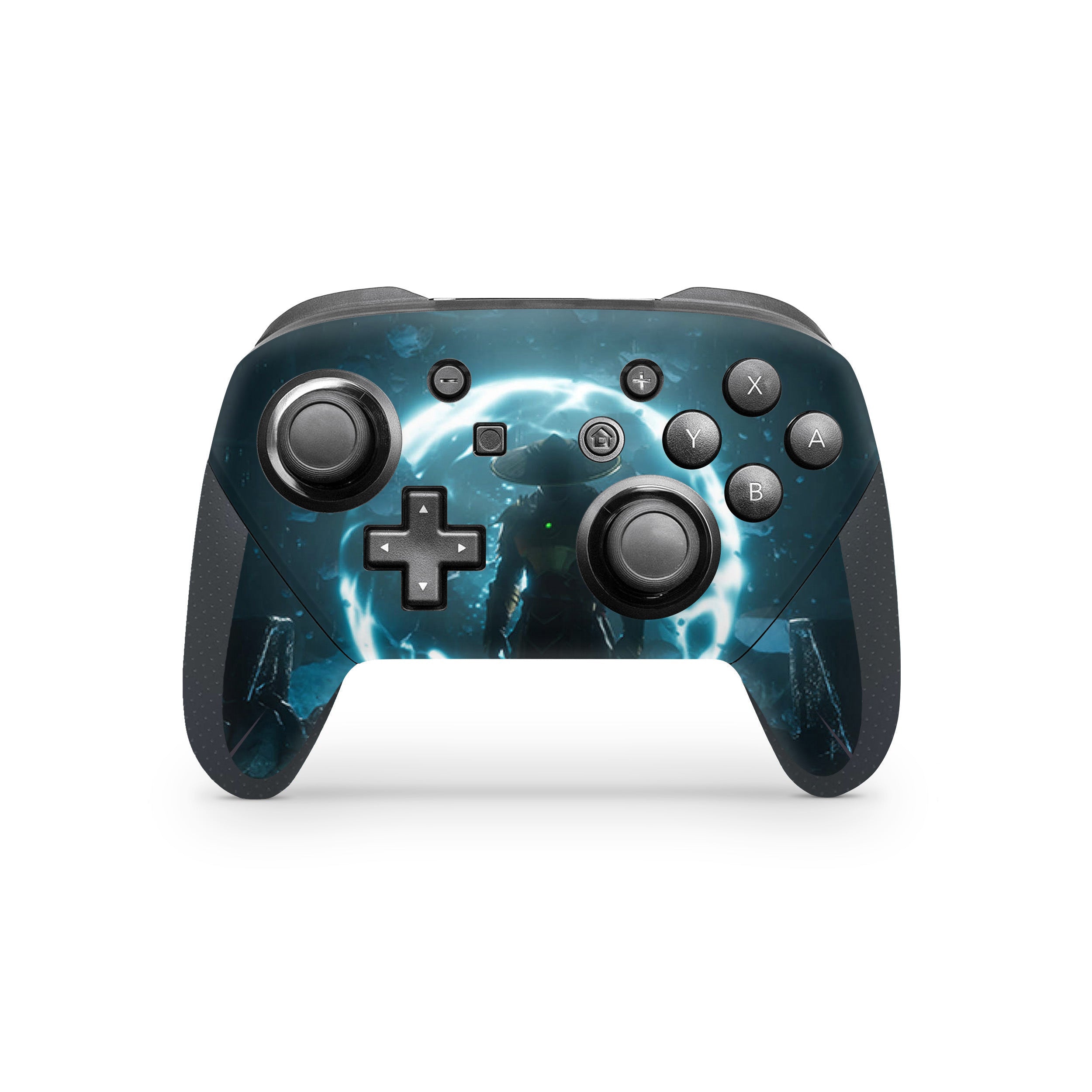 A video game skin featuring a Mortal Kombat 11 Harley Quinn design for the Switch Pro Controller.
