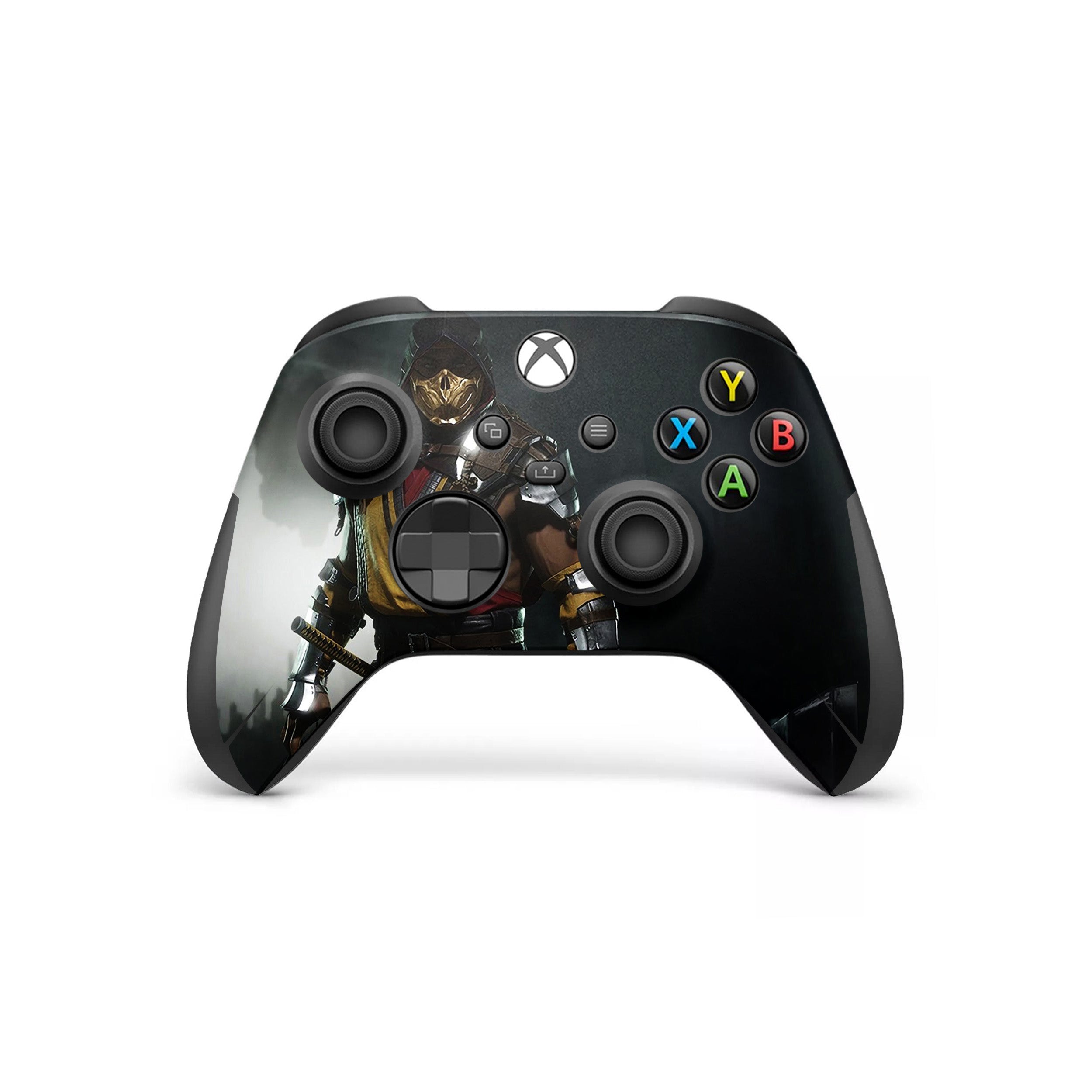 A video game skin featuring a Mortal Kombat 11 Raiden design for the Xbox Wireless Controller.