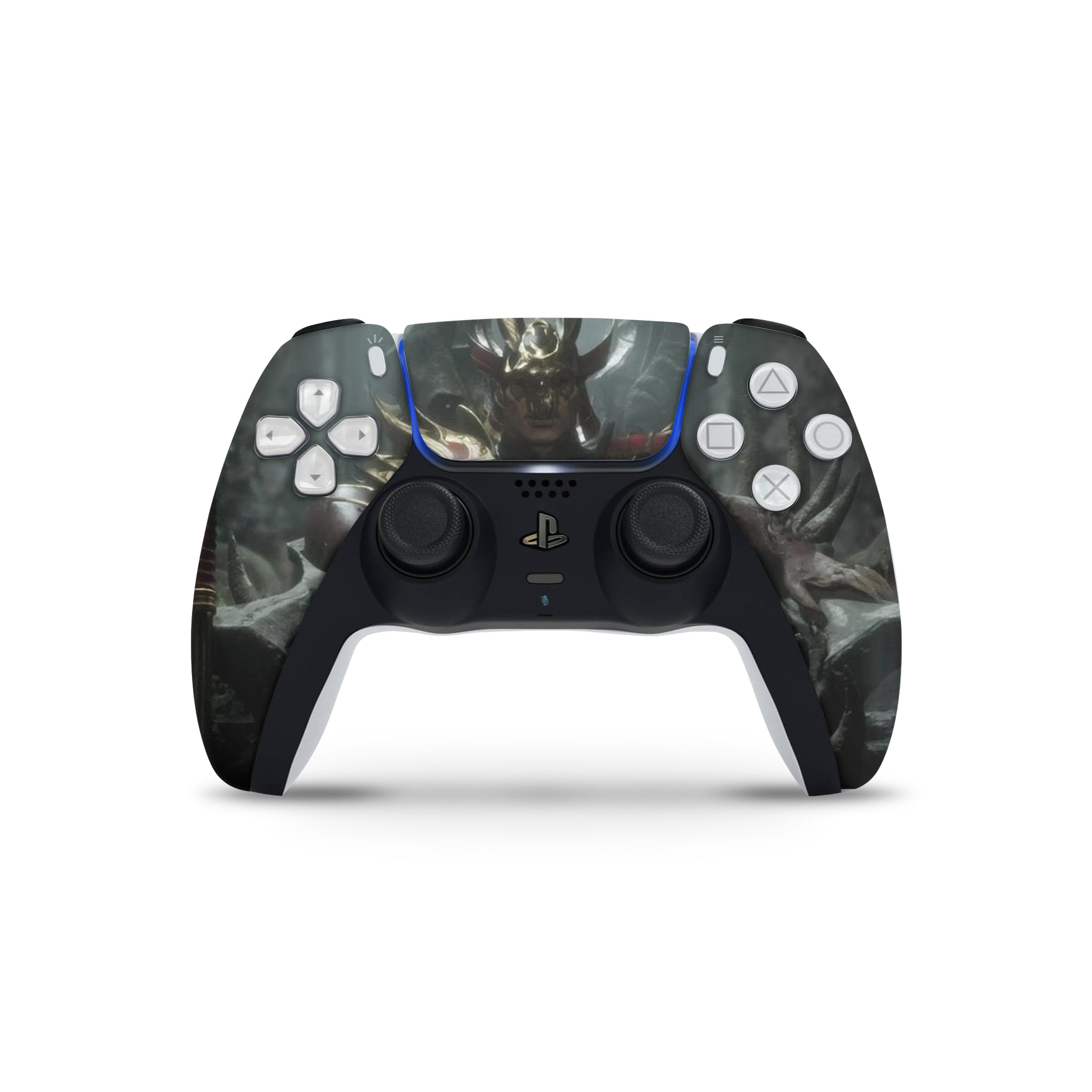 A video game skin featuring a Mortal Kombat 11 Scorpion design for the PS5 DualSense Controller.
