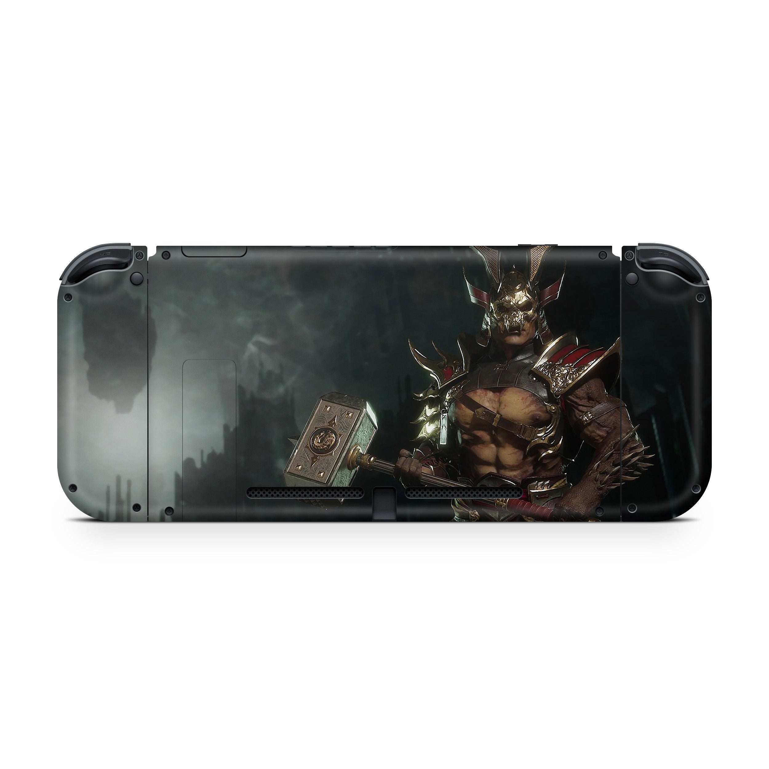 A video game skin featuring a Mortal Kombat 11 Shao Kahn design for the Nintendo Switch.