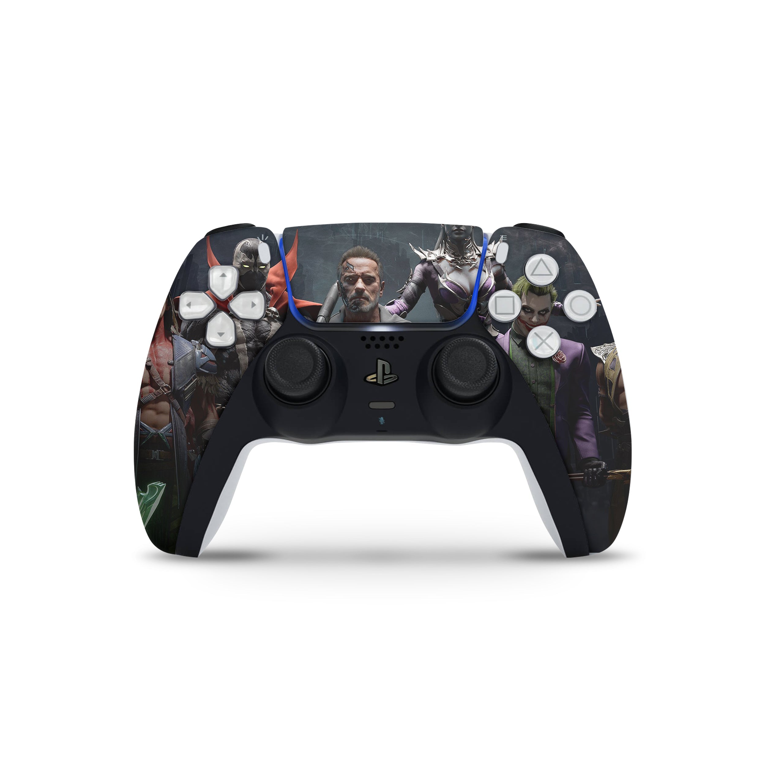 A video game skin featuring a Mortal Kombat 11 The Terminator design for the PS5 DualSense Controller.