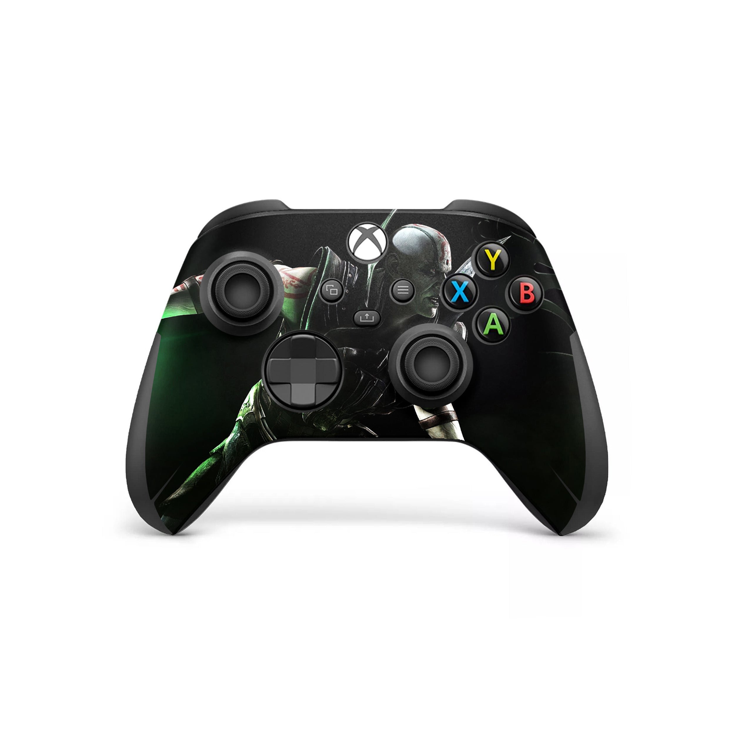 A video game skin featuring a Mortal Kombat Quan Chi design for the Xbox Wireless Controller.