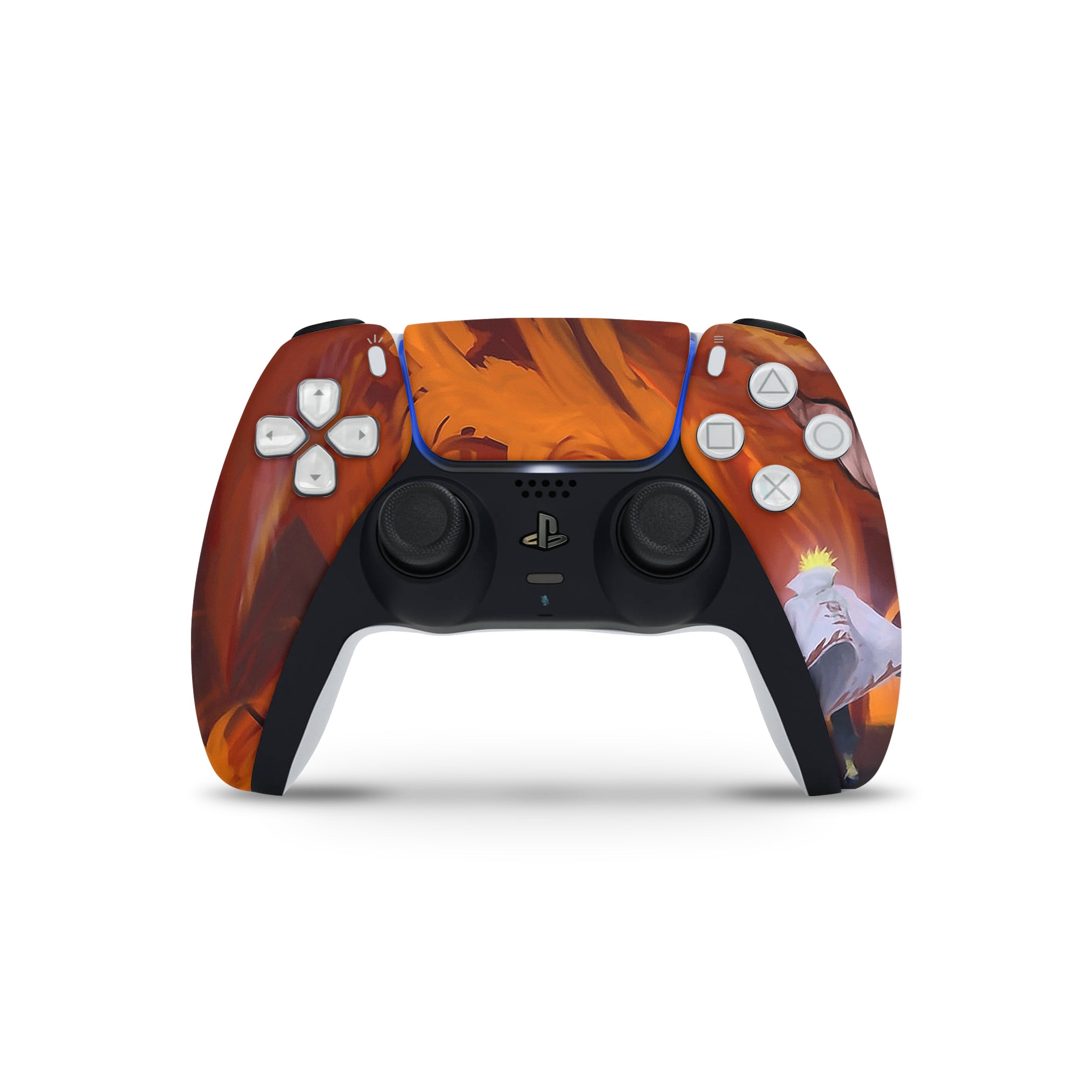 A video game skin featuring a Naruto Fire Wolf design for the PS5 DualSense Controller.