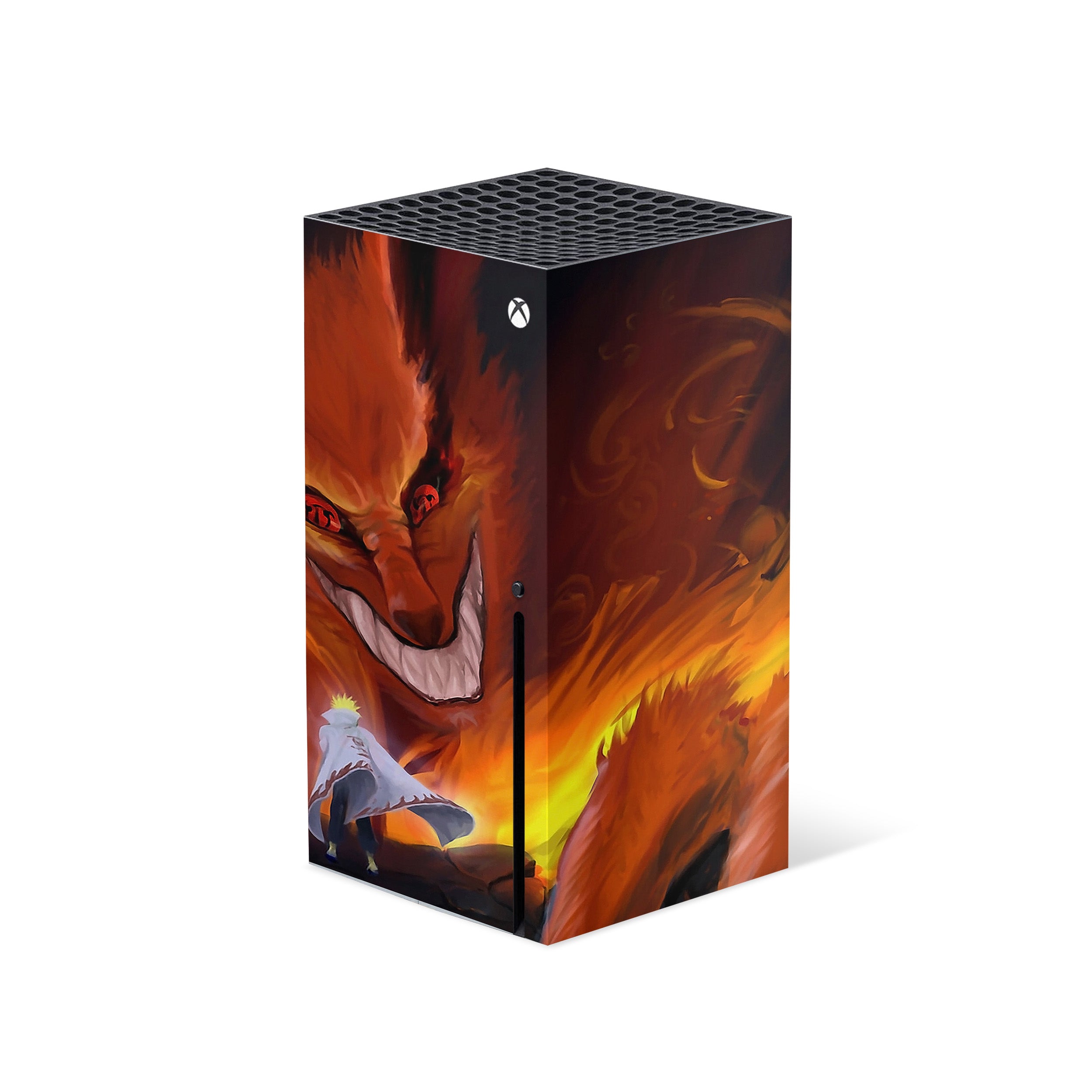 A video game skin featuring a Naruto Fire Wolf design for the Xbox Series X.