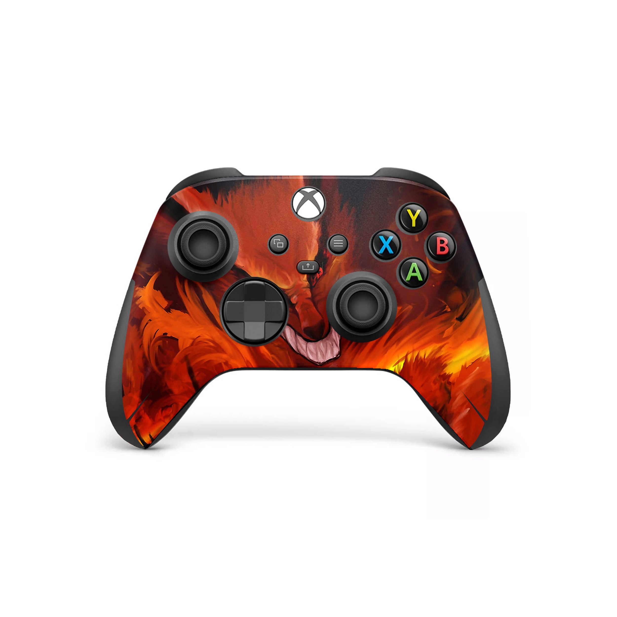 A video game skin featuring a Naruto Fire Wolf design for the Xbox Wireless Controller.