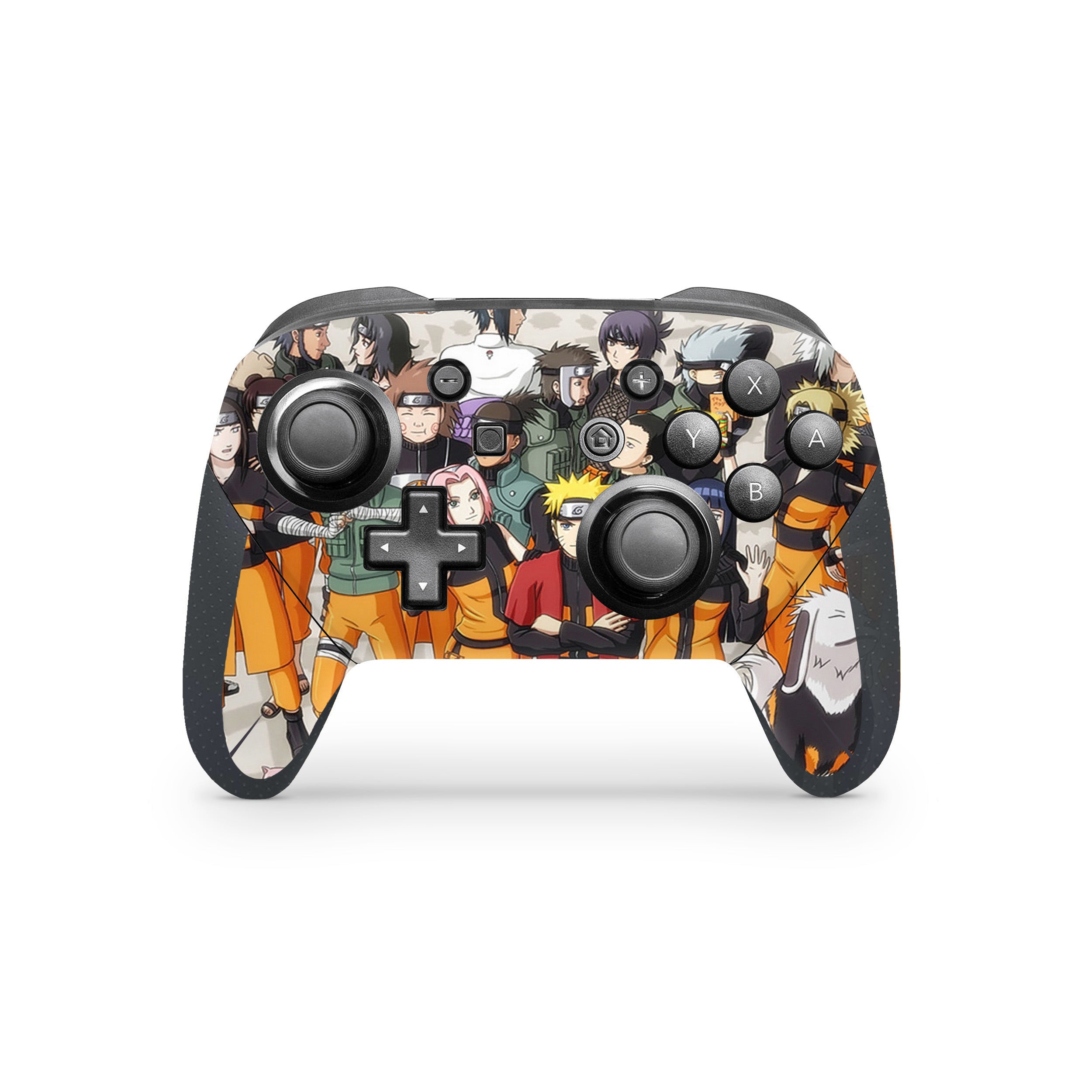 A video game skin featuring a Naruto Squad design for the Switch Pro Controller.