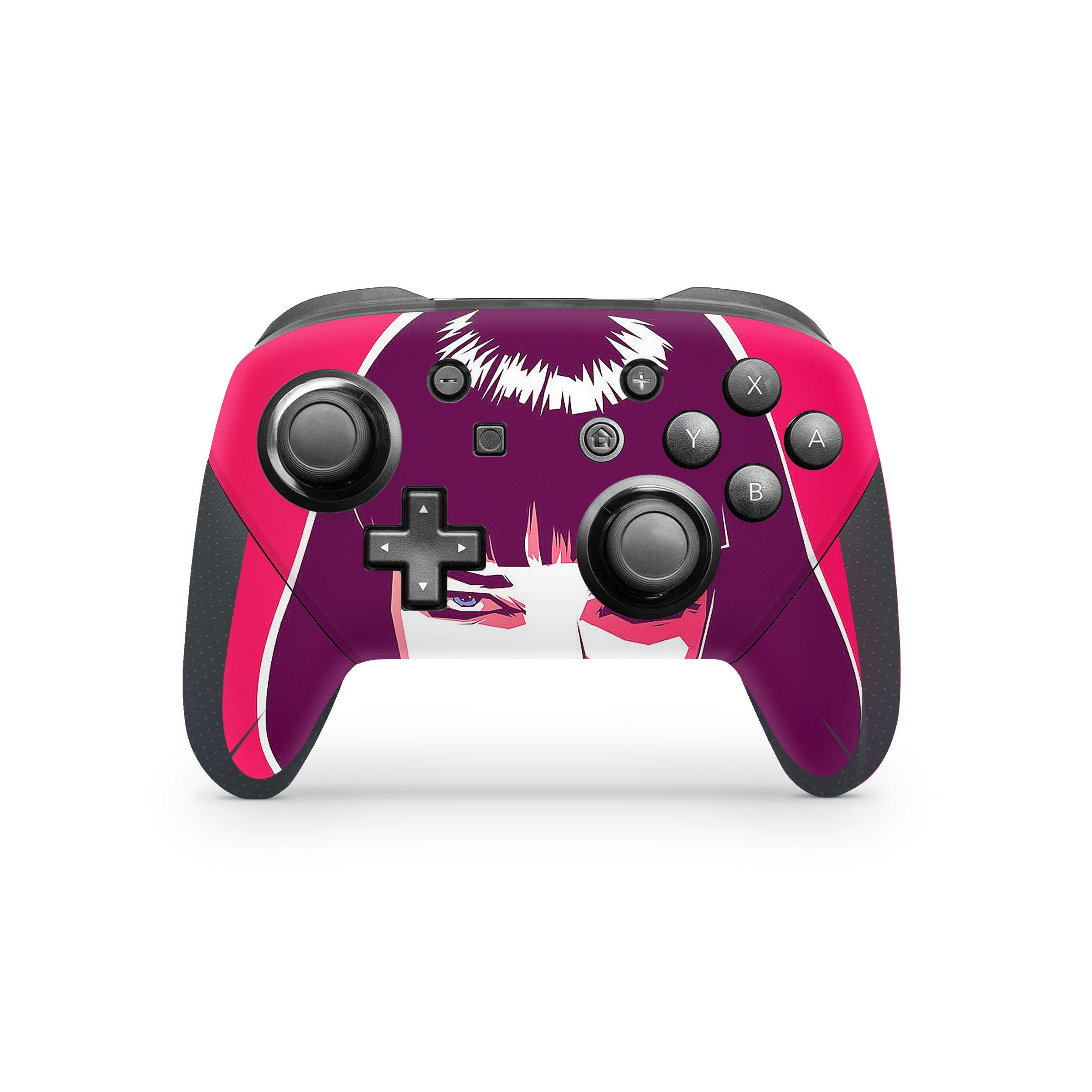 A video game skin featuring a Pulp Fiction Mya Blow design for the Switch Pro Controller.