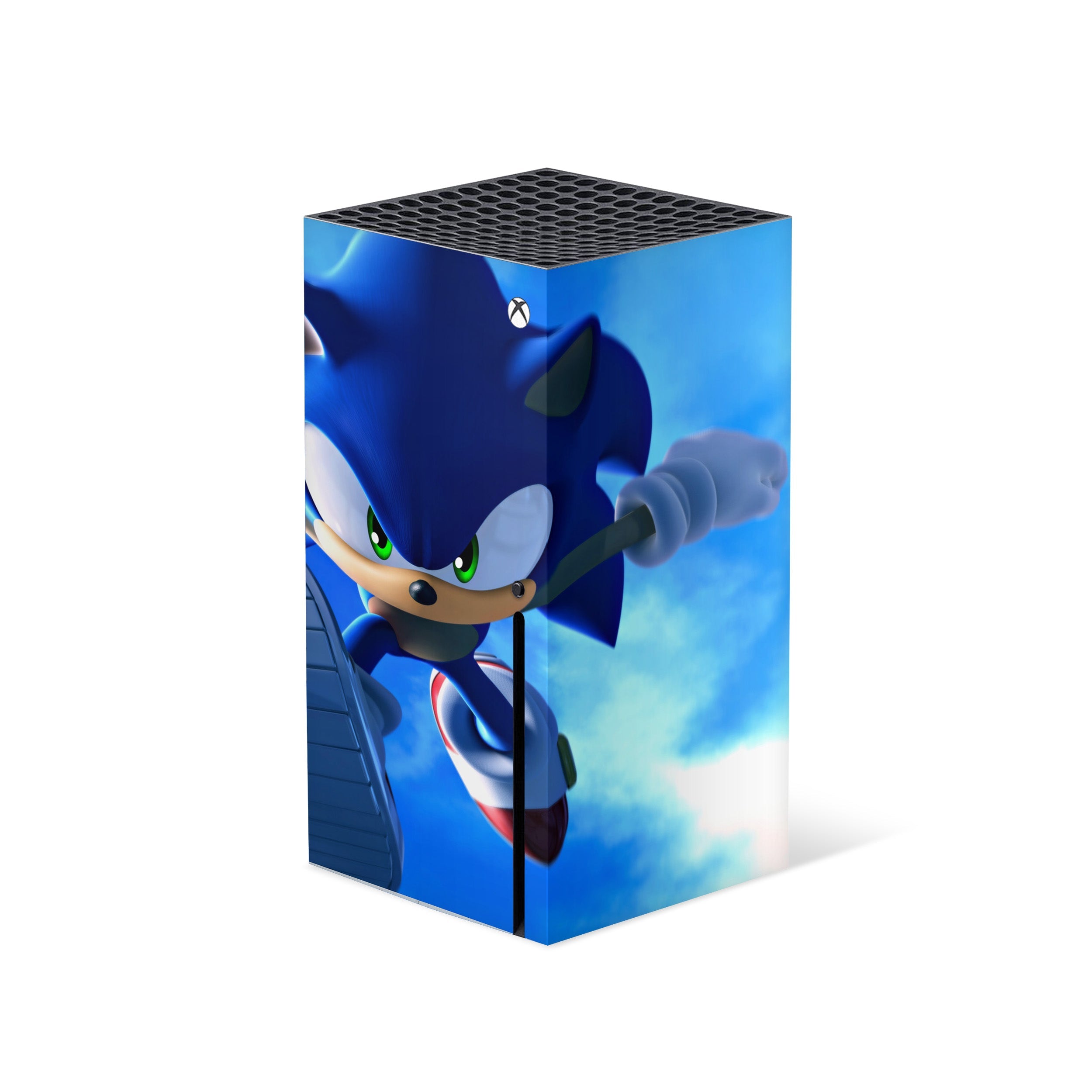 A video game skin featuring a Sonic The Hedgehog design for the Xbox Series X.