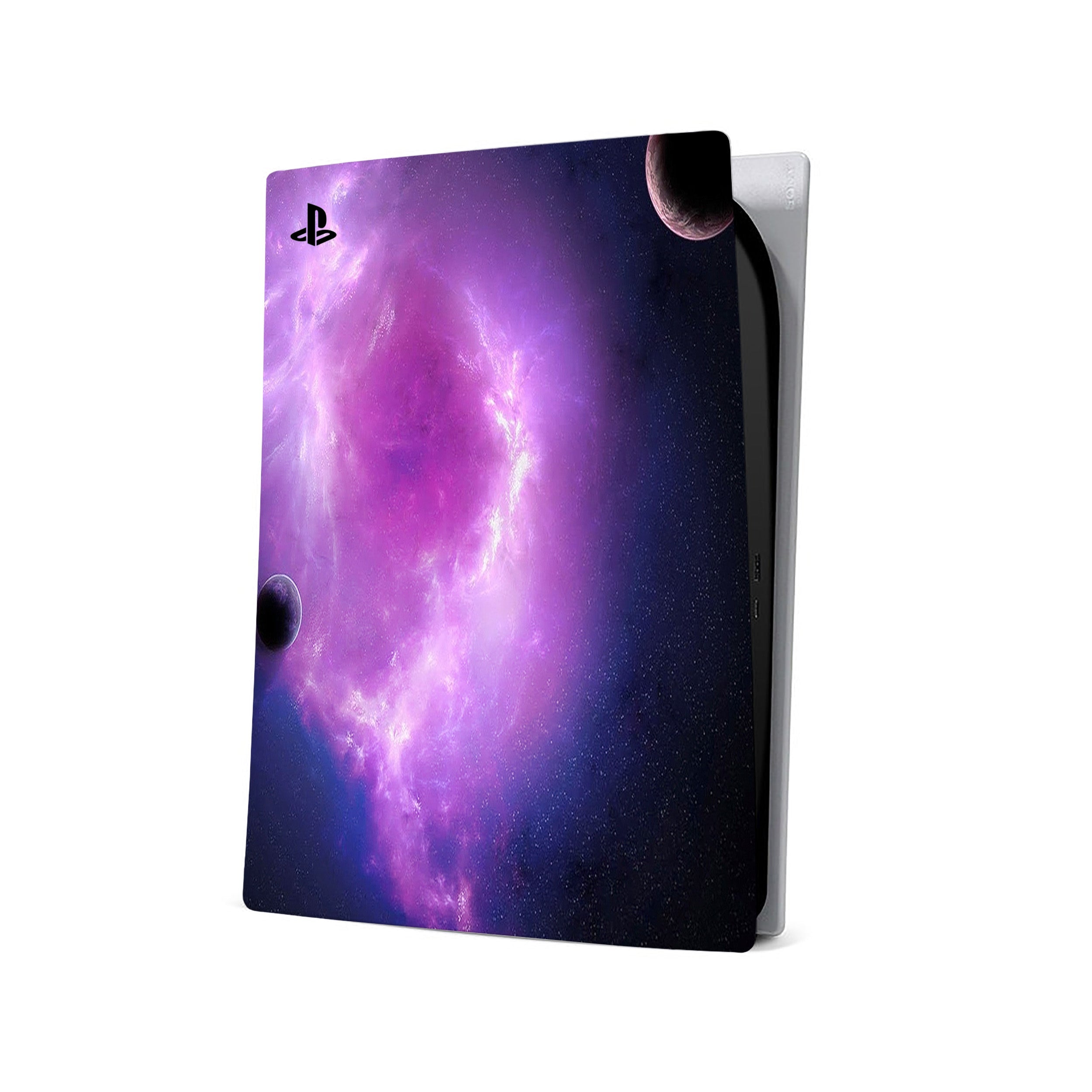 A video game skin featuring a Space design for the PS5.