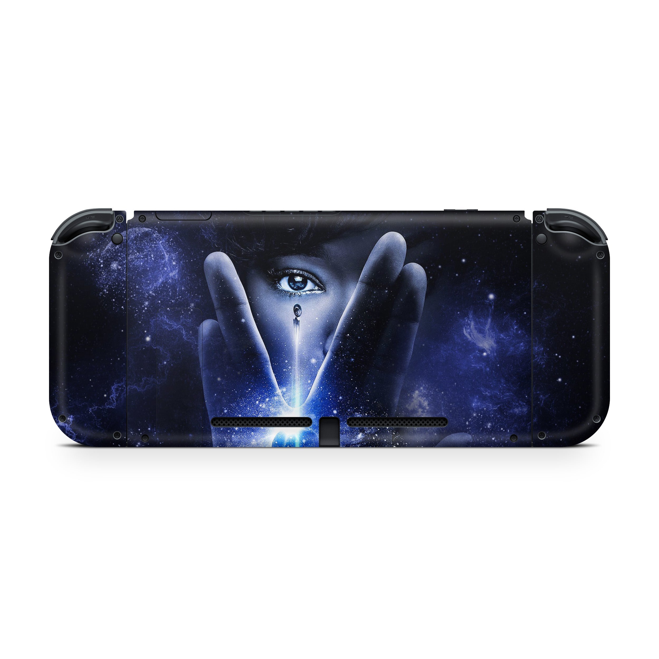 A video game skin featuring a Star Trek Discovery design for the Nintendo Switch.