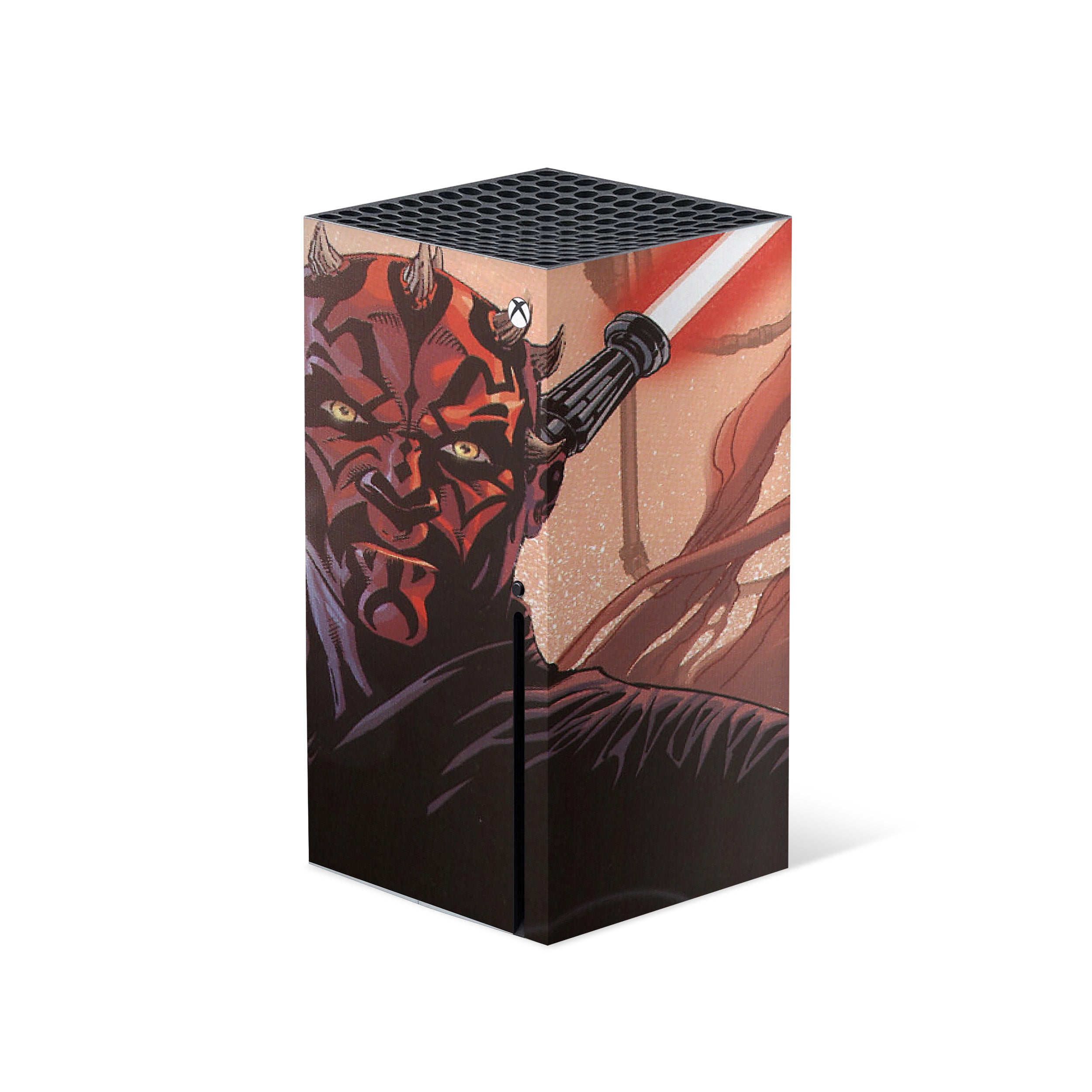 A video game skin featuring a Star Wars Darth Maul design for the Xbox Series X.