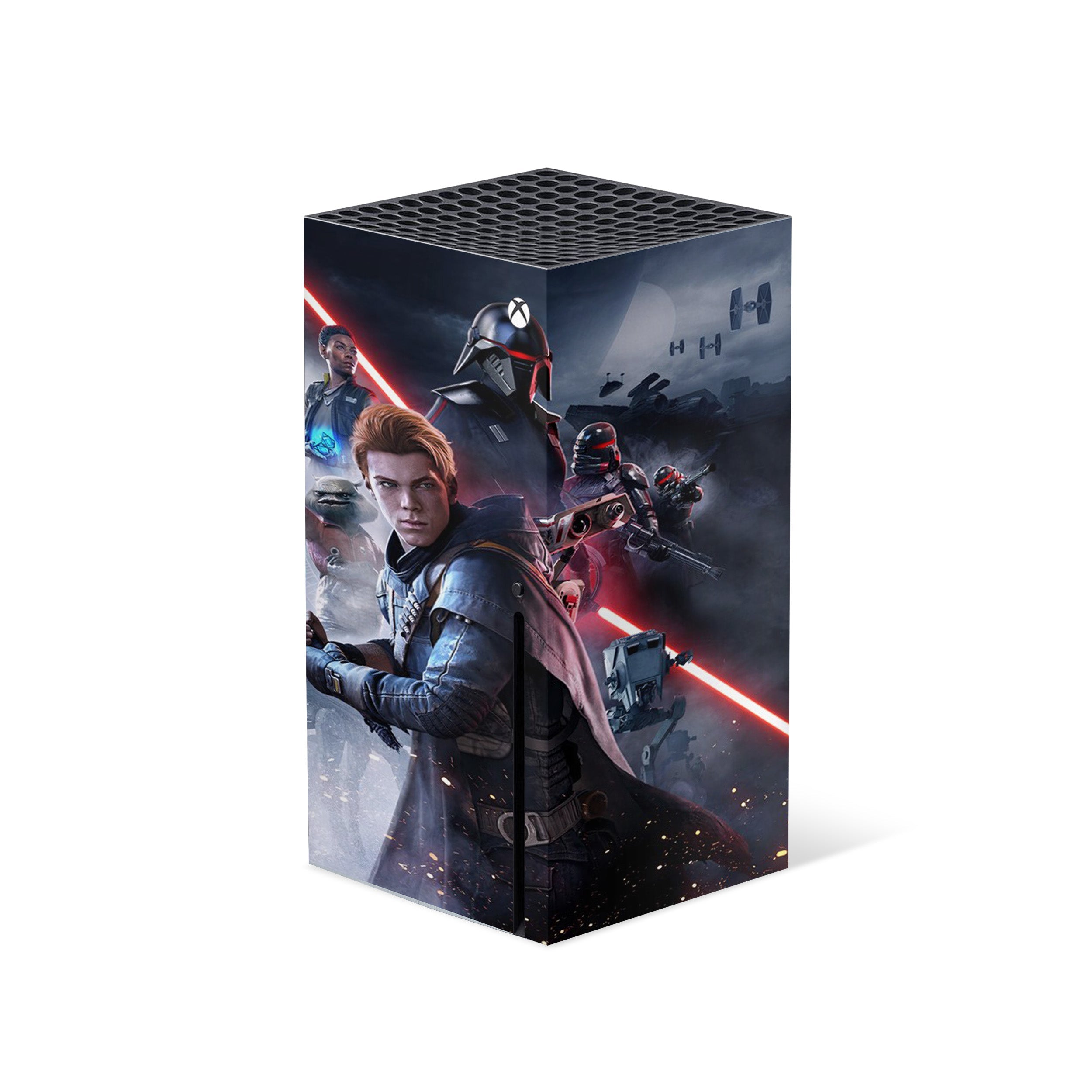 A video game skin featuring a Star Wars Jedi Fallen Order design for the Xbox Series X.