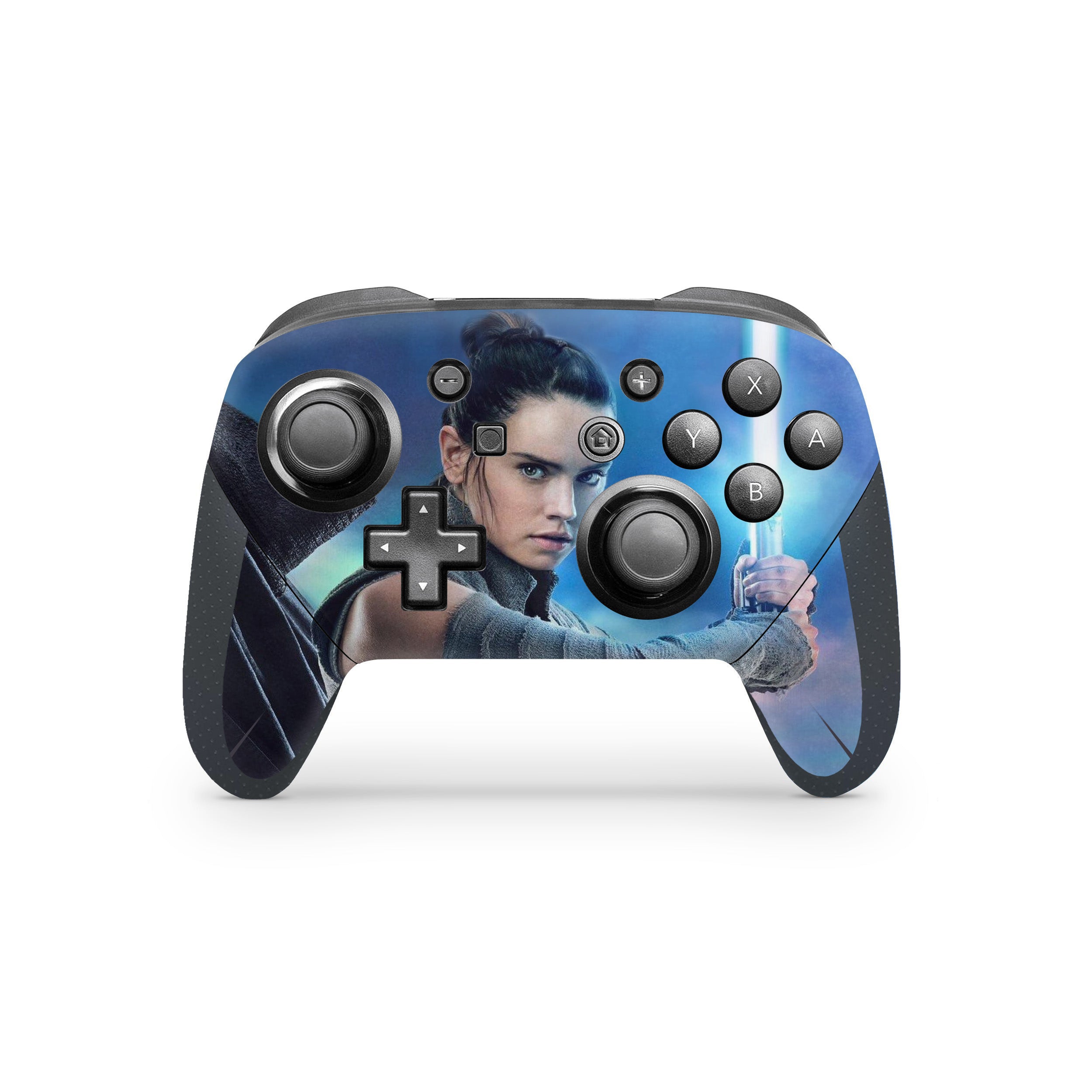 A video game skin featuring a Star Wars Luke Skywalker design for the Switch Pro Controller.