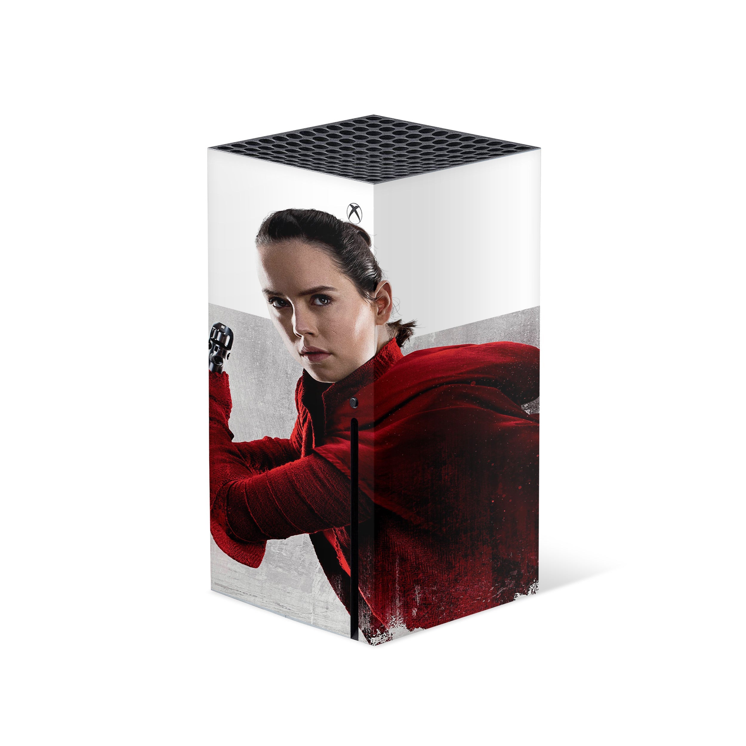 A video game skin featuring a Star Wars Rey design for the Xbox Series X.