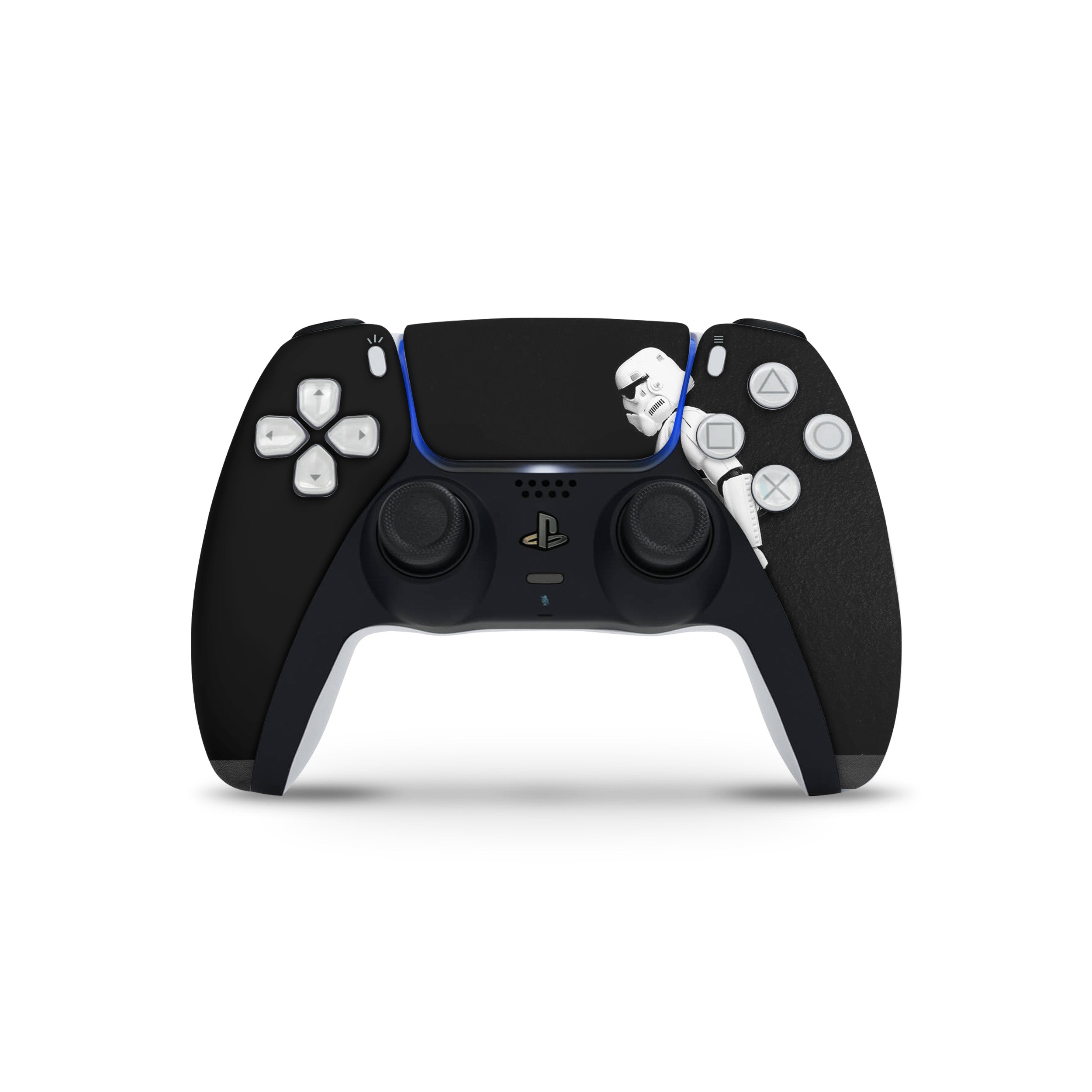 A video game skin featuring a Star Wars Storm Trooper design for the PS5 DualSense Controller.