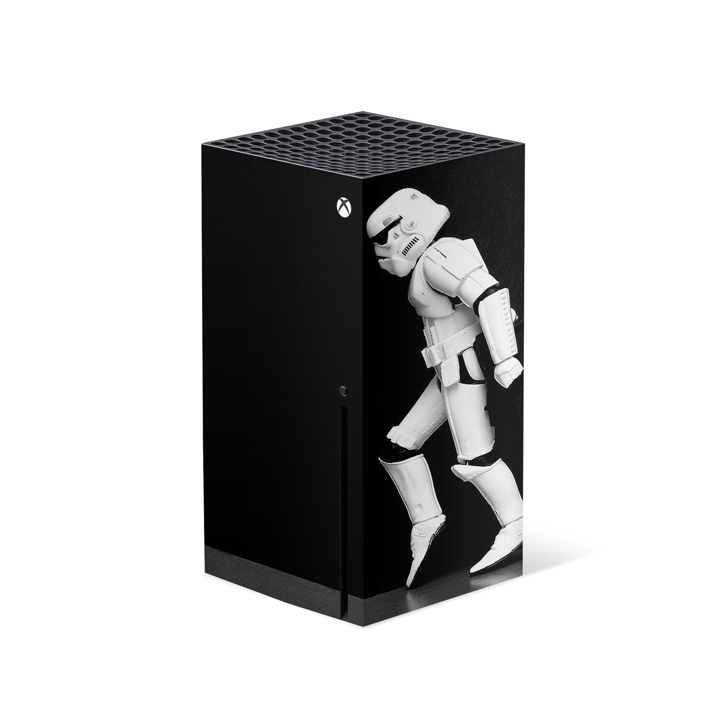 A video game skin featuring a Star Wars Storm Trooper design for the Xbox Series X.