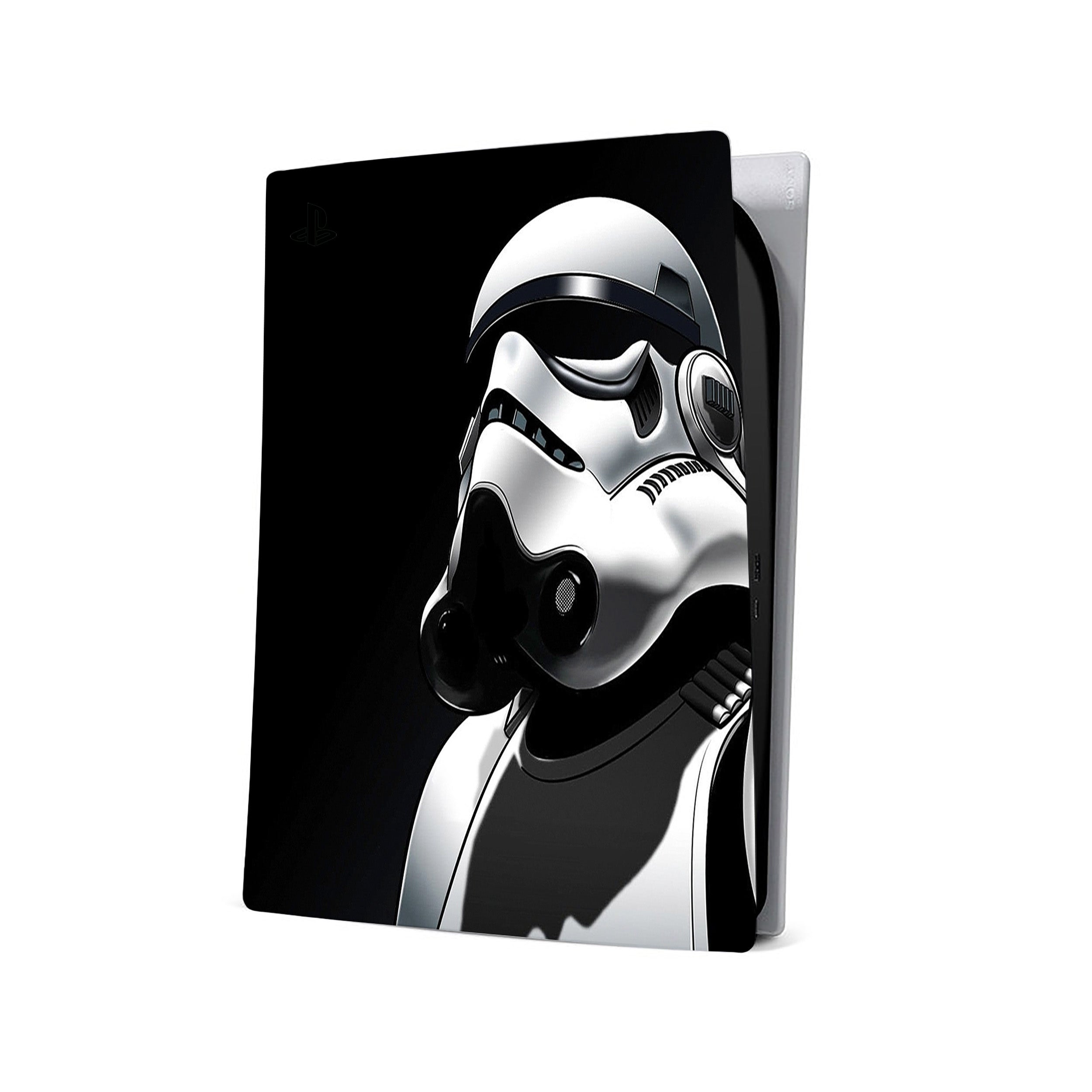 A video game skin featuring a Star Wars Storm Trooper Moonwalk design for the PS5.