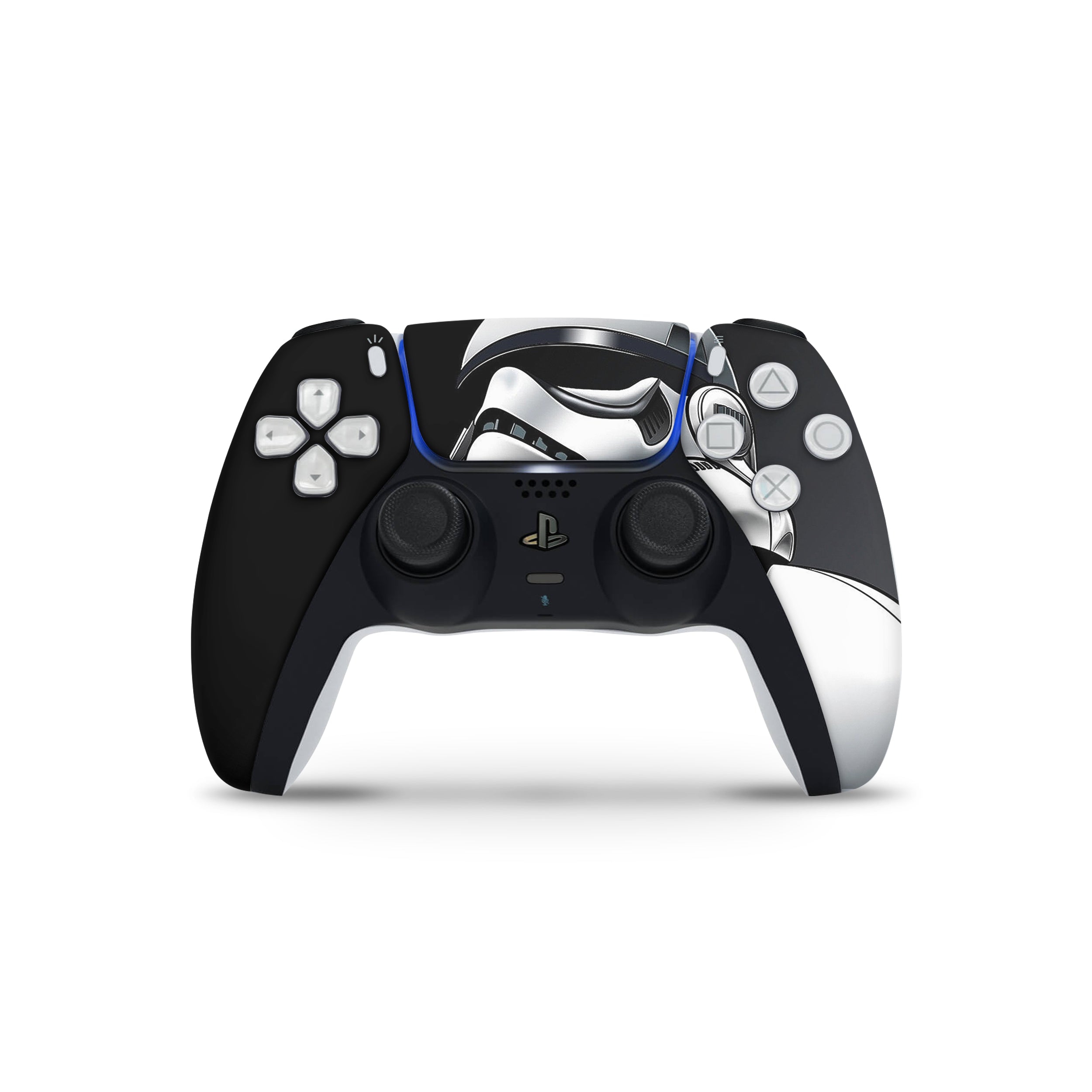 A video game skin featuring a Star Wars Storm Trooper Moonwalk design for the PS5 DualSense Controller.
