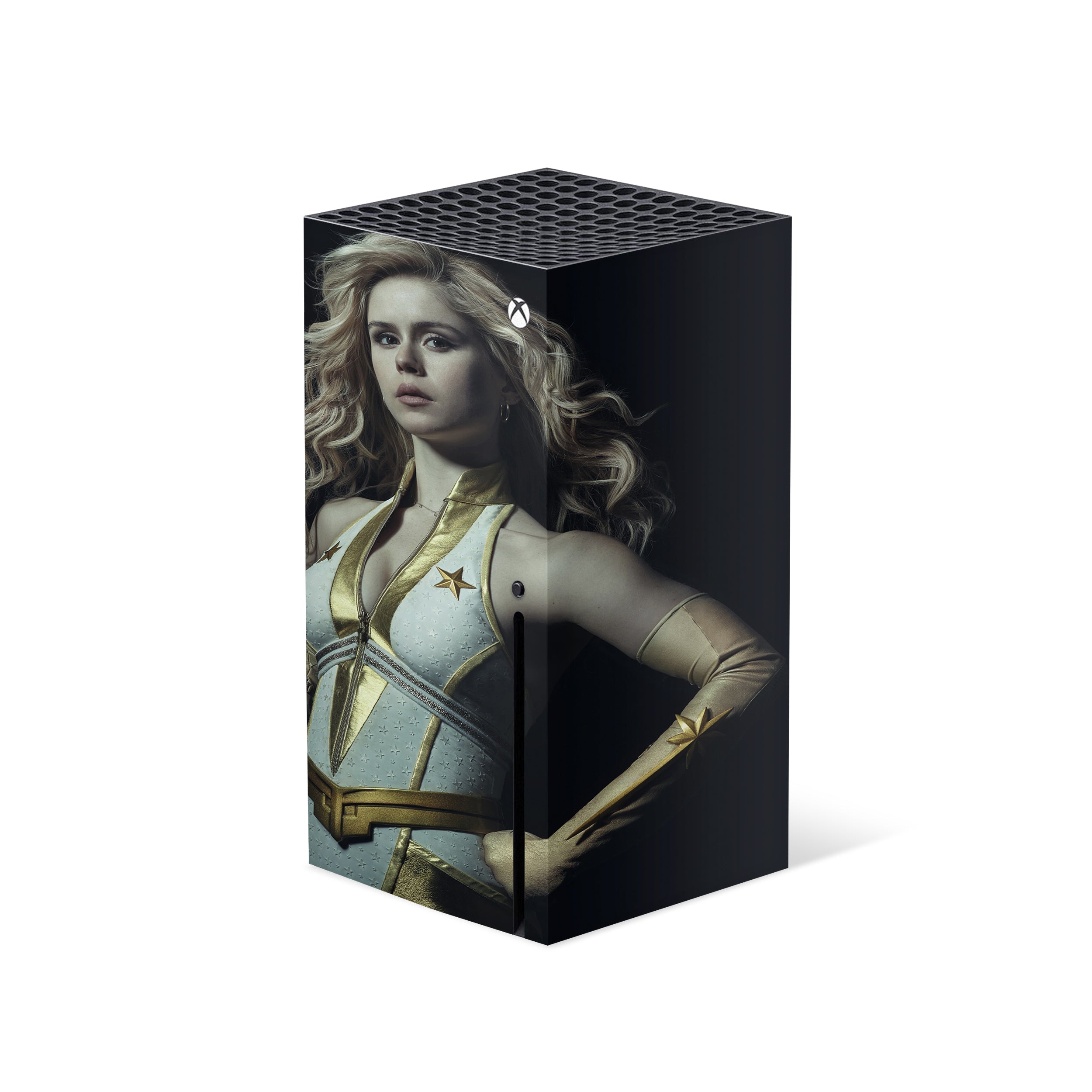 A video game skin featuring a The Boys Starlight design for the Xbox Series X.