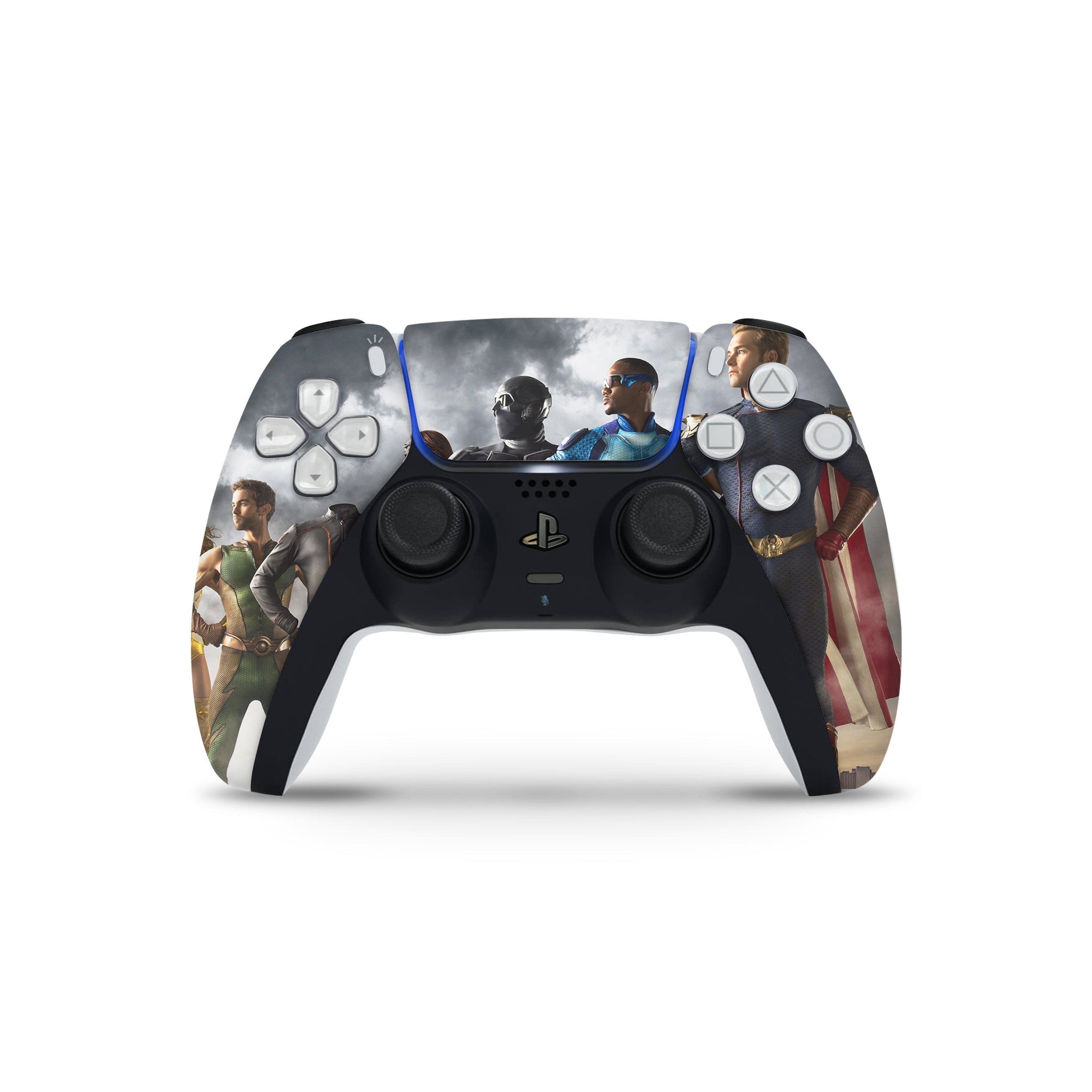 A video game skin featuring a The Boys The 7 design for the PS5 DualSense Controller.