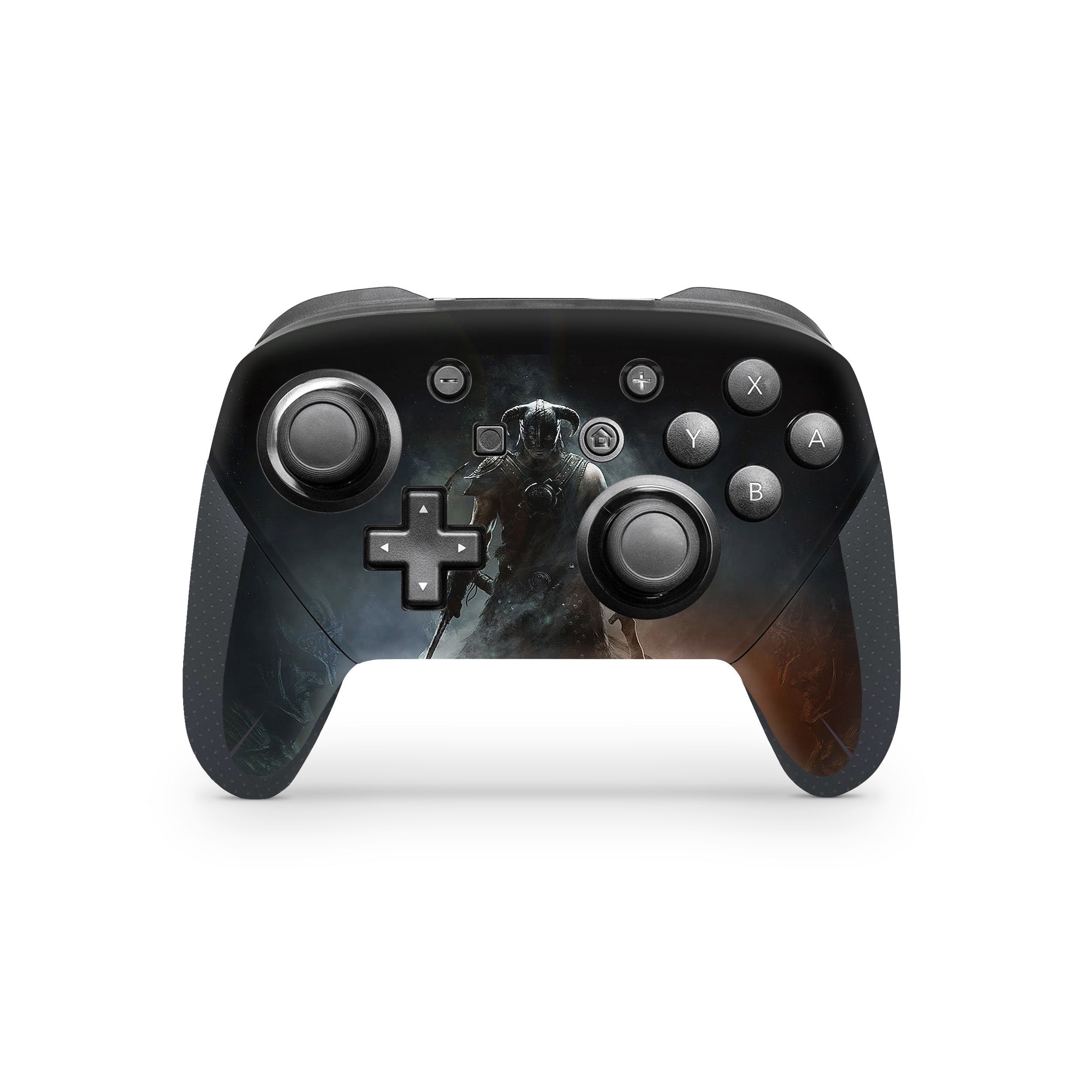 A video game skin featuring a The Elder Scrolls 4 Skyrim design for the Switch Pro Controller.