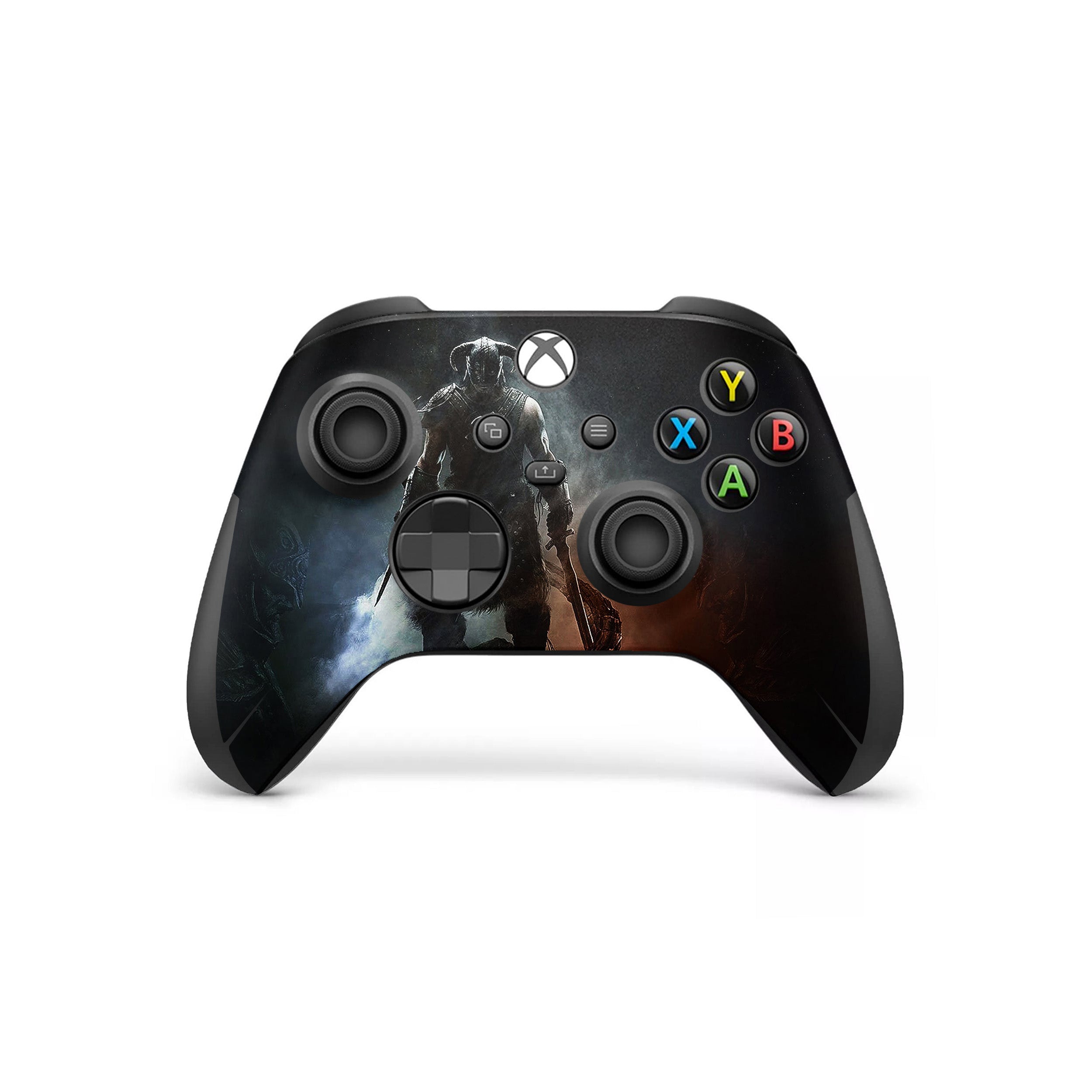 A video game skin featuring a The Elder Scrolls 4 Skyrim design for the Xbox Wireless Controller.
