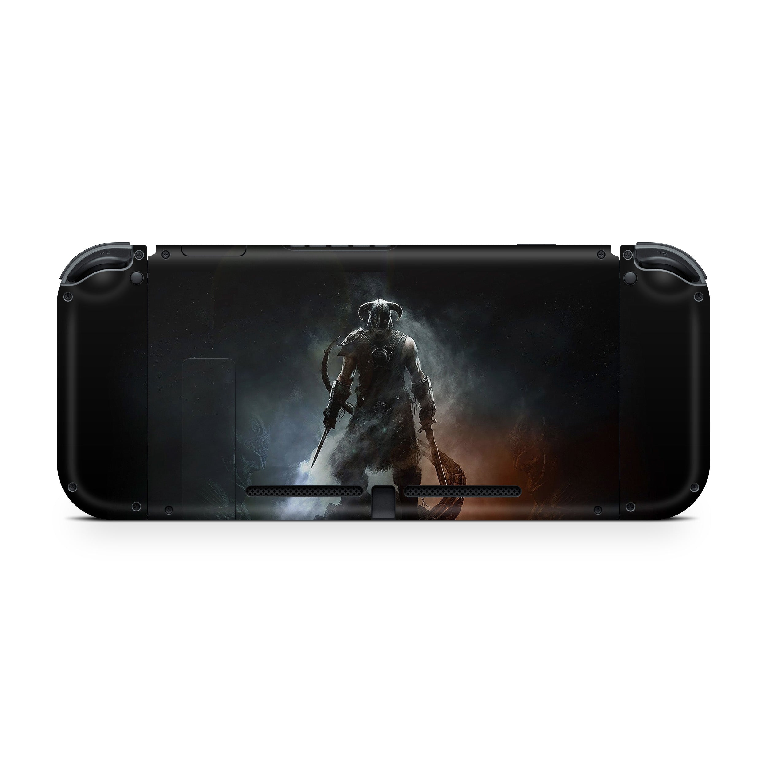 A video game skin featuring a The Elder Scrolls 4 Skyrim design for the Nintendo Switch.