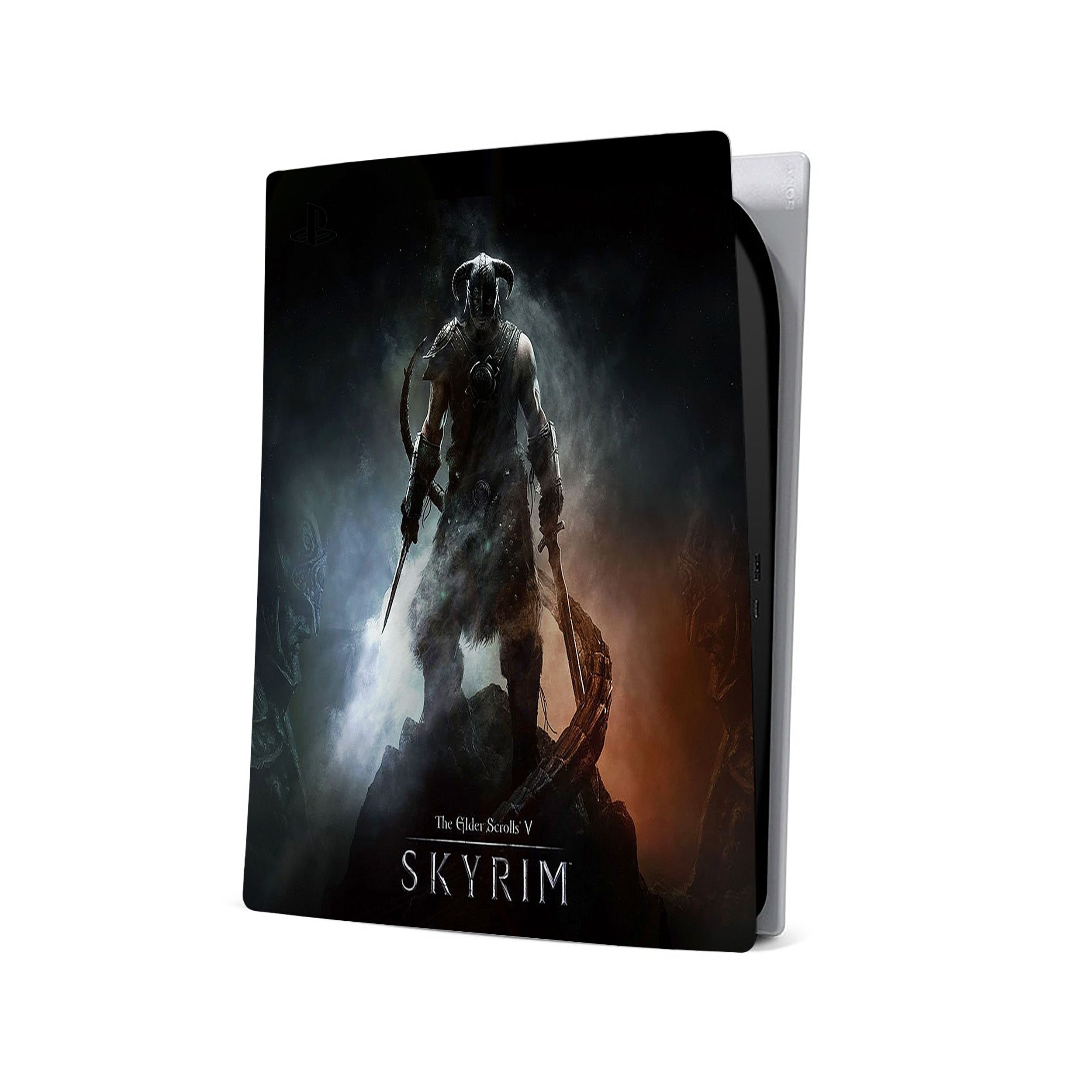 A video game skin featuring a The Elder Scrolls 4 Skyrim design for the PS5.