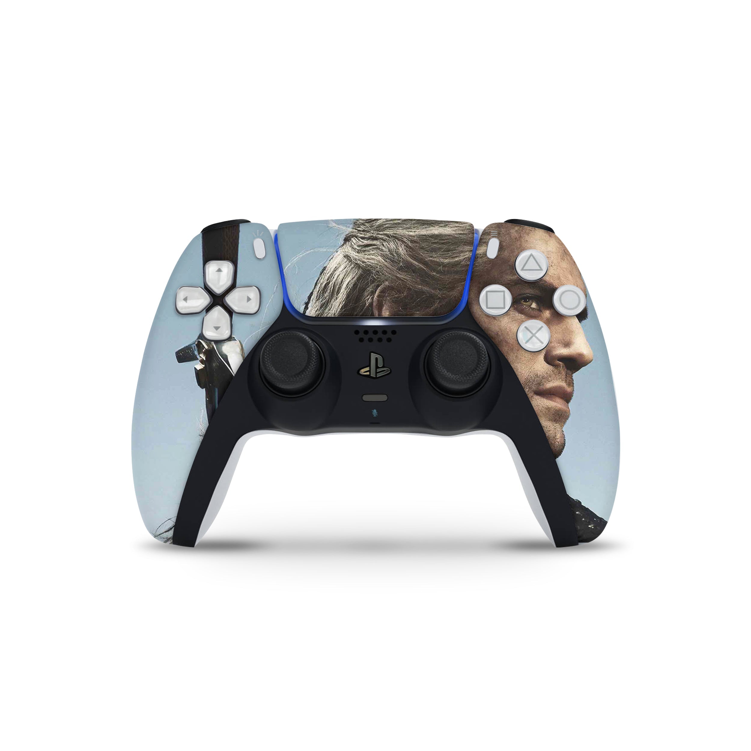 A video game skin featuring a The Witcher design for the PS5 DualSense Controller.