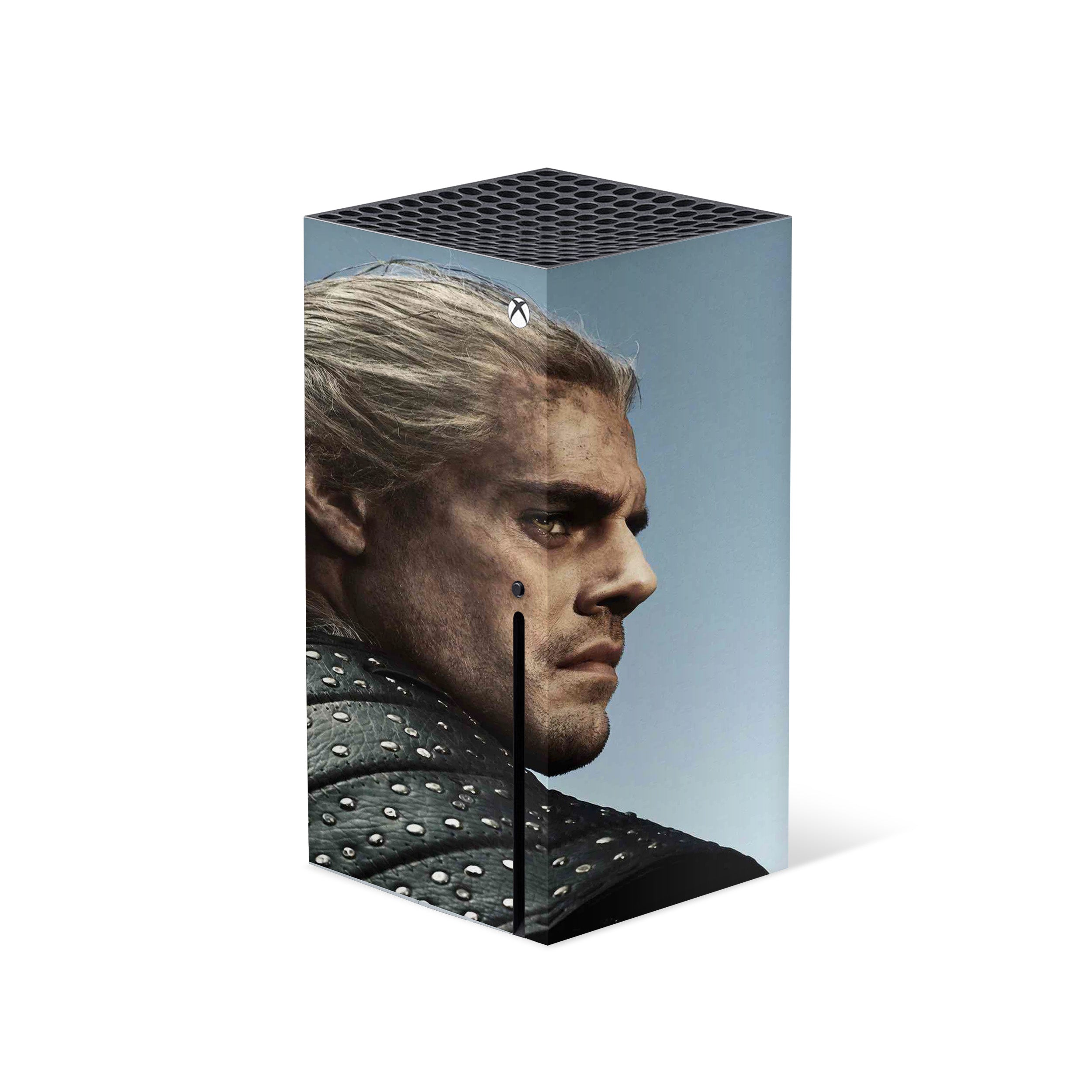 A video game skin featuring a The Witcher design for the Xbox Series X.