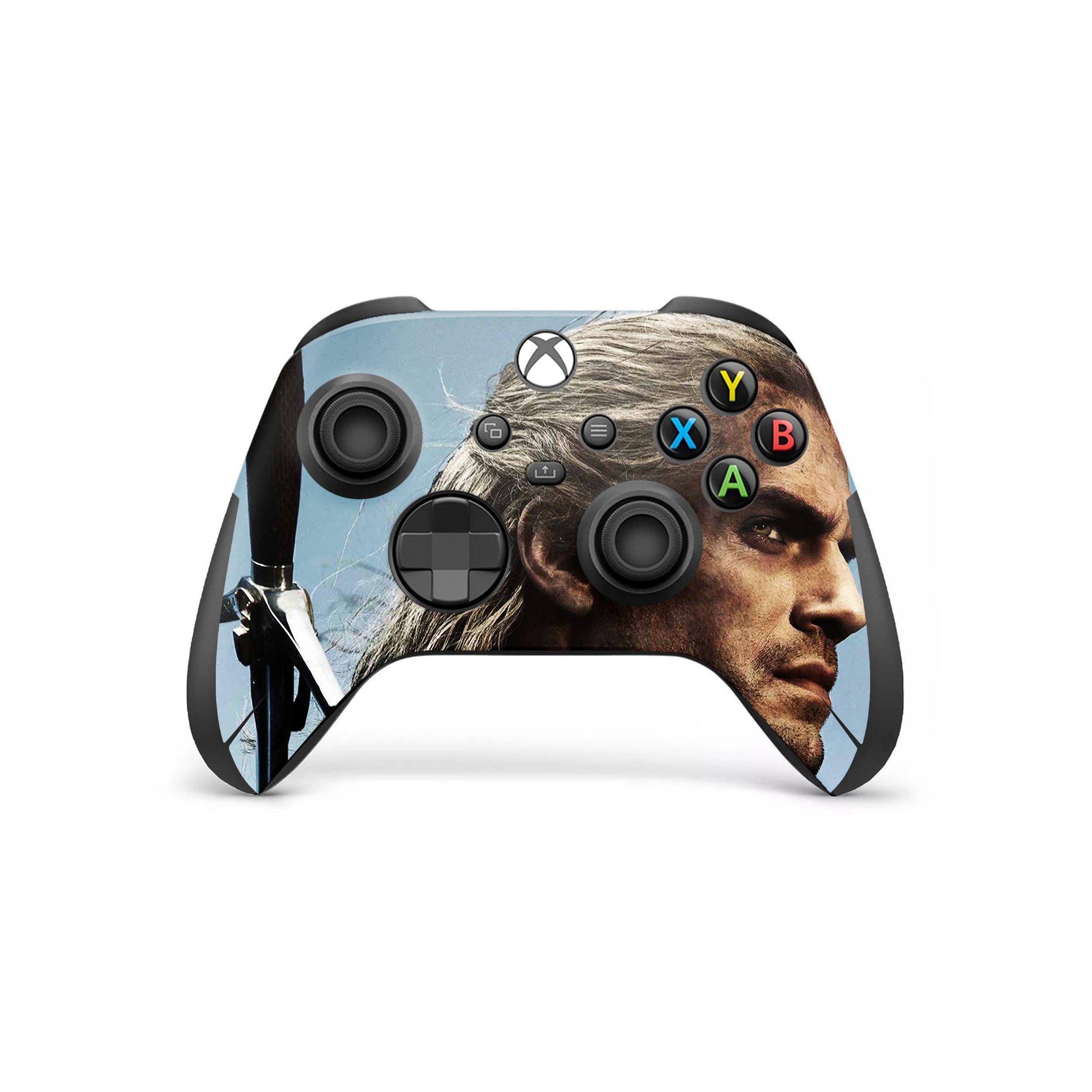 A video game skin featuring a The Witcher design for the Xbox Wireless Controller.