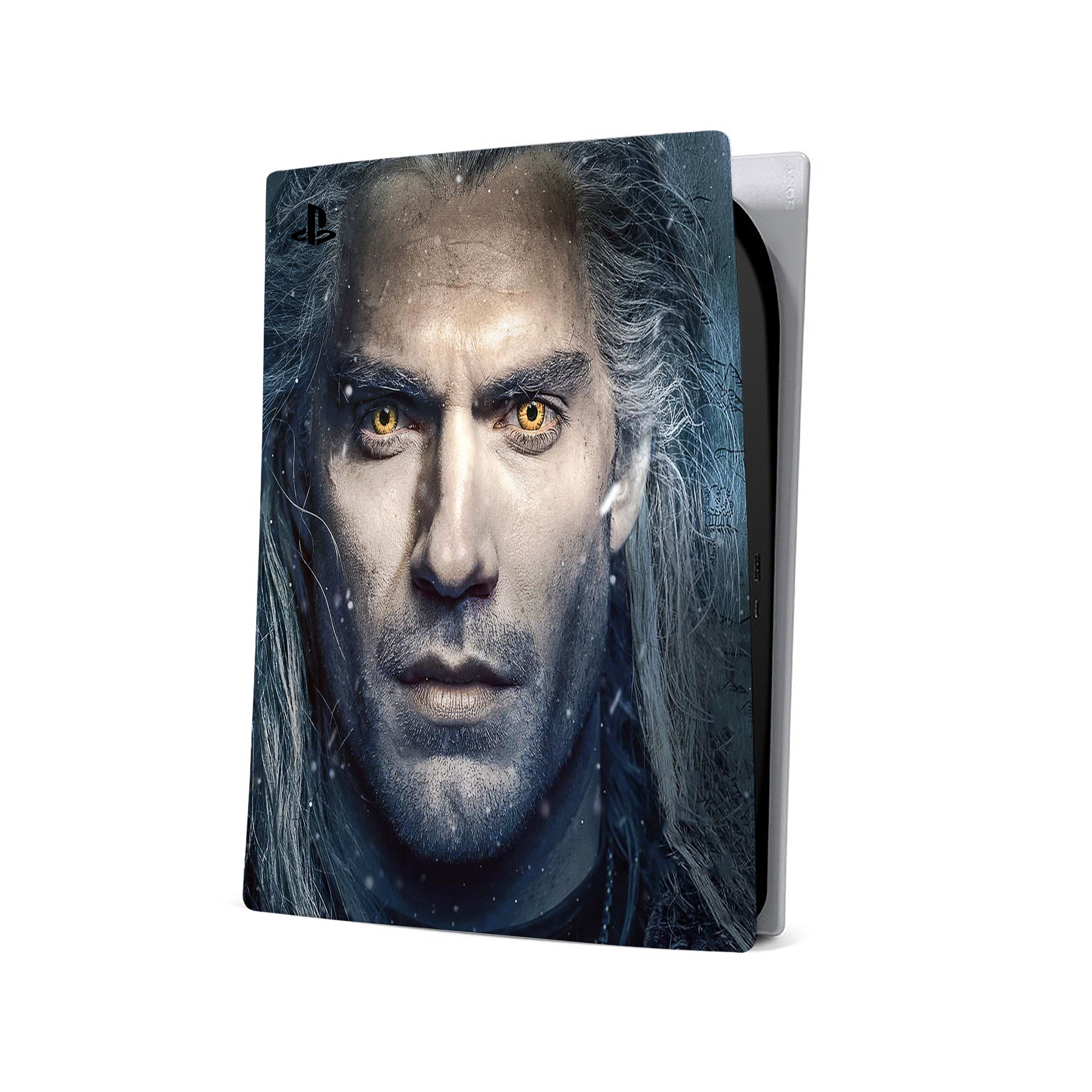 A video game skin featuring a The Witcher design for the PS5.