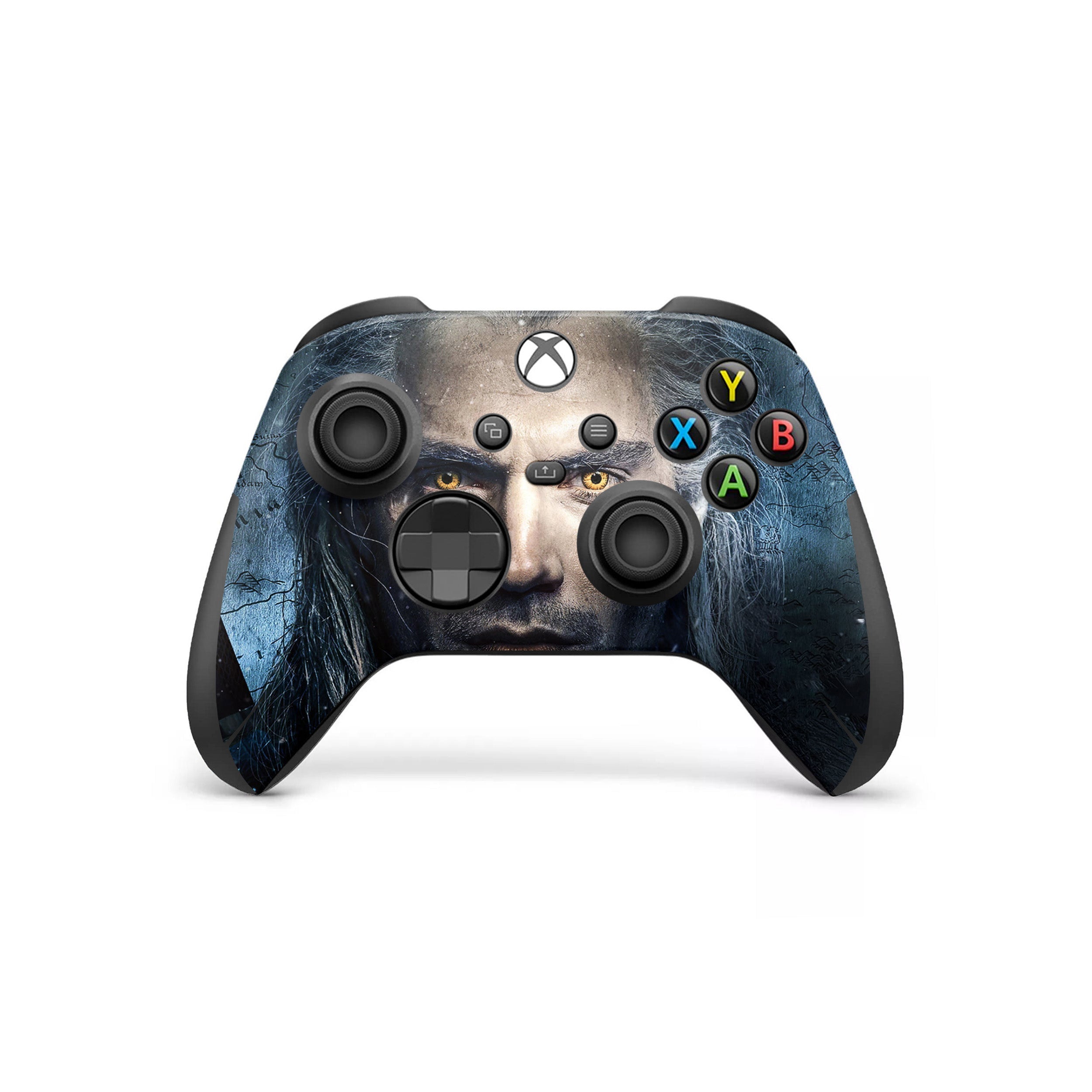 A video game skin featuring a The Witcher design for the Xbox Wireless Controller.