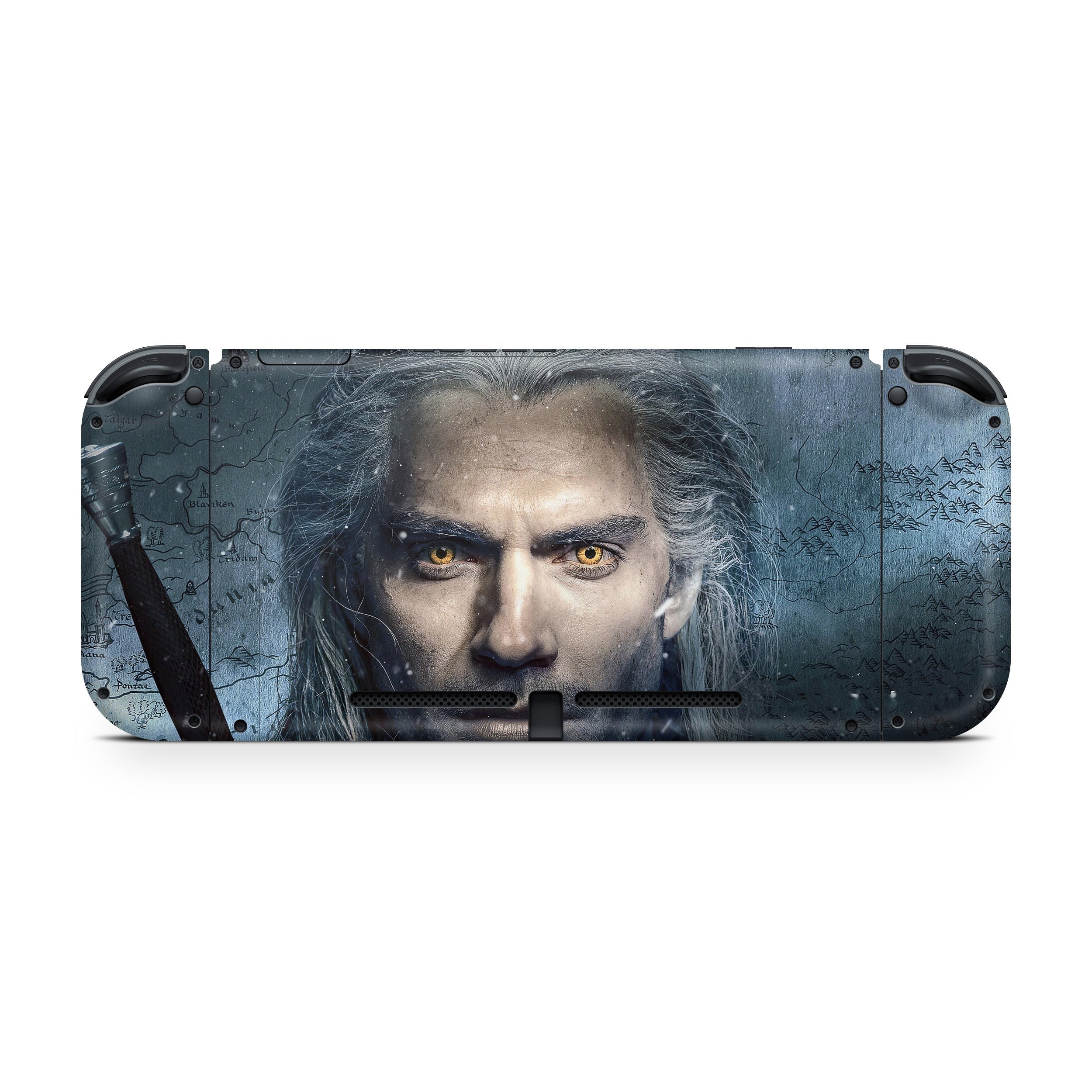 A video game skin featuring a The Witcher design for the Nintendo Switch.