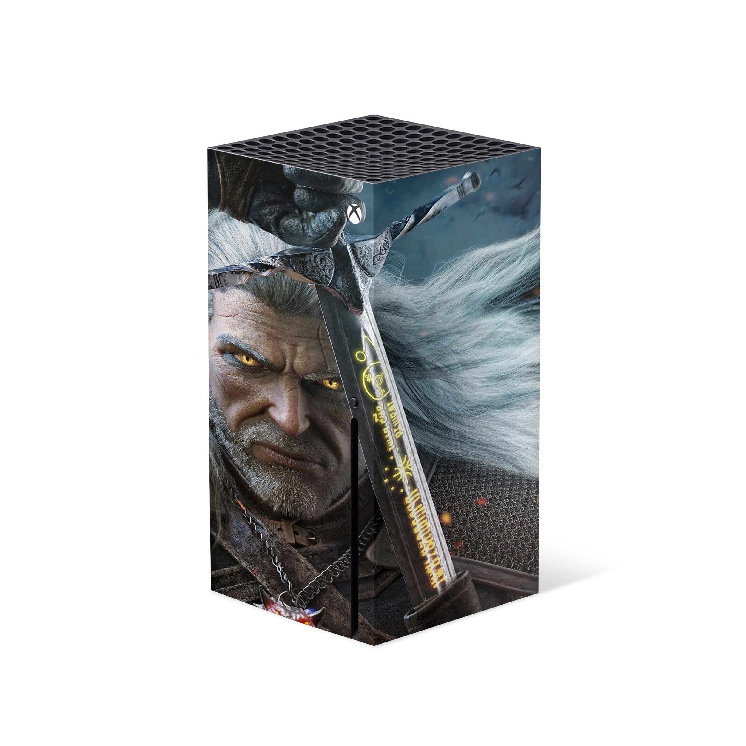 A video game skin featuring a The Witcher 3 design for the Xbox Series X.