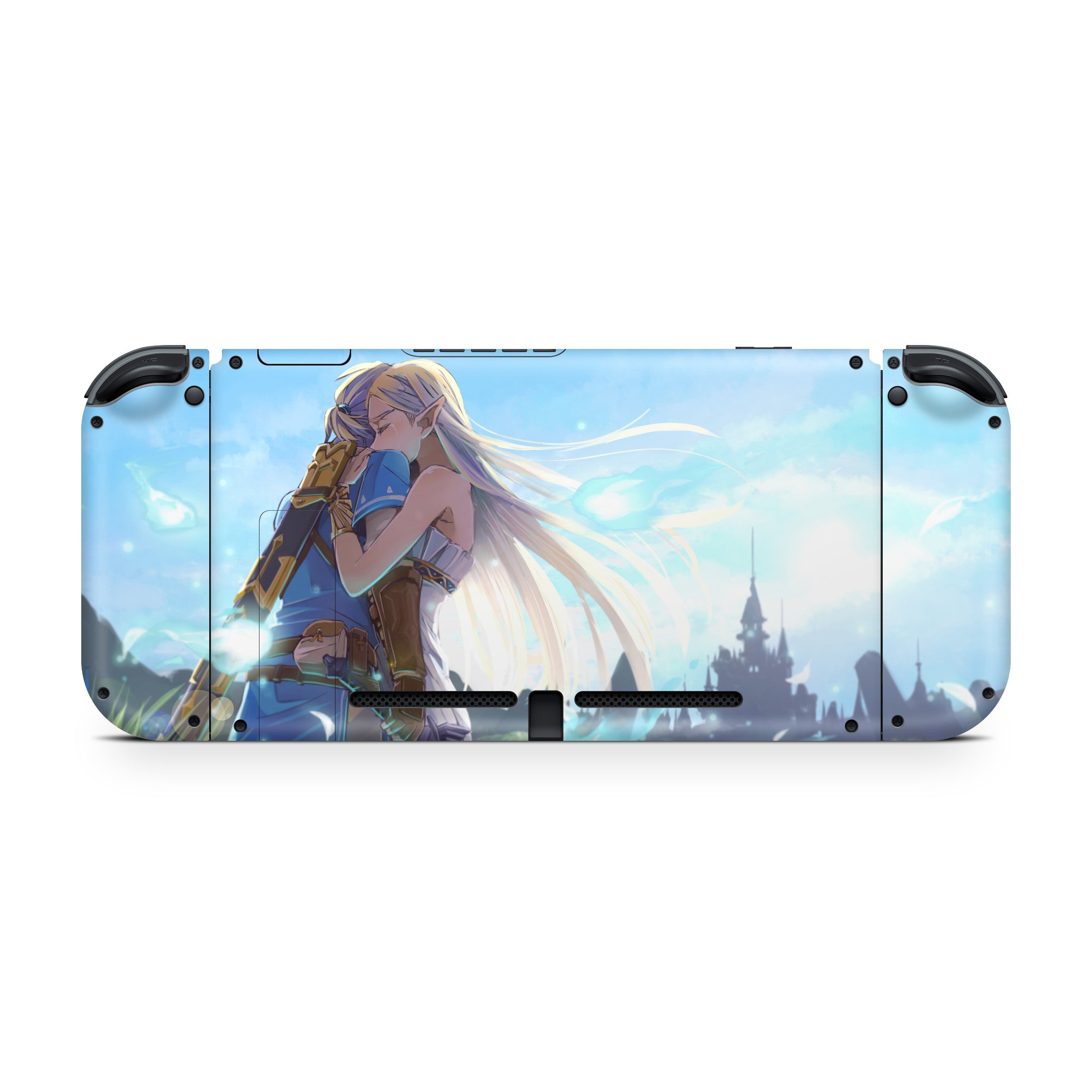 A video game skin featuring a Zelda design for the Nintendo Switch.