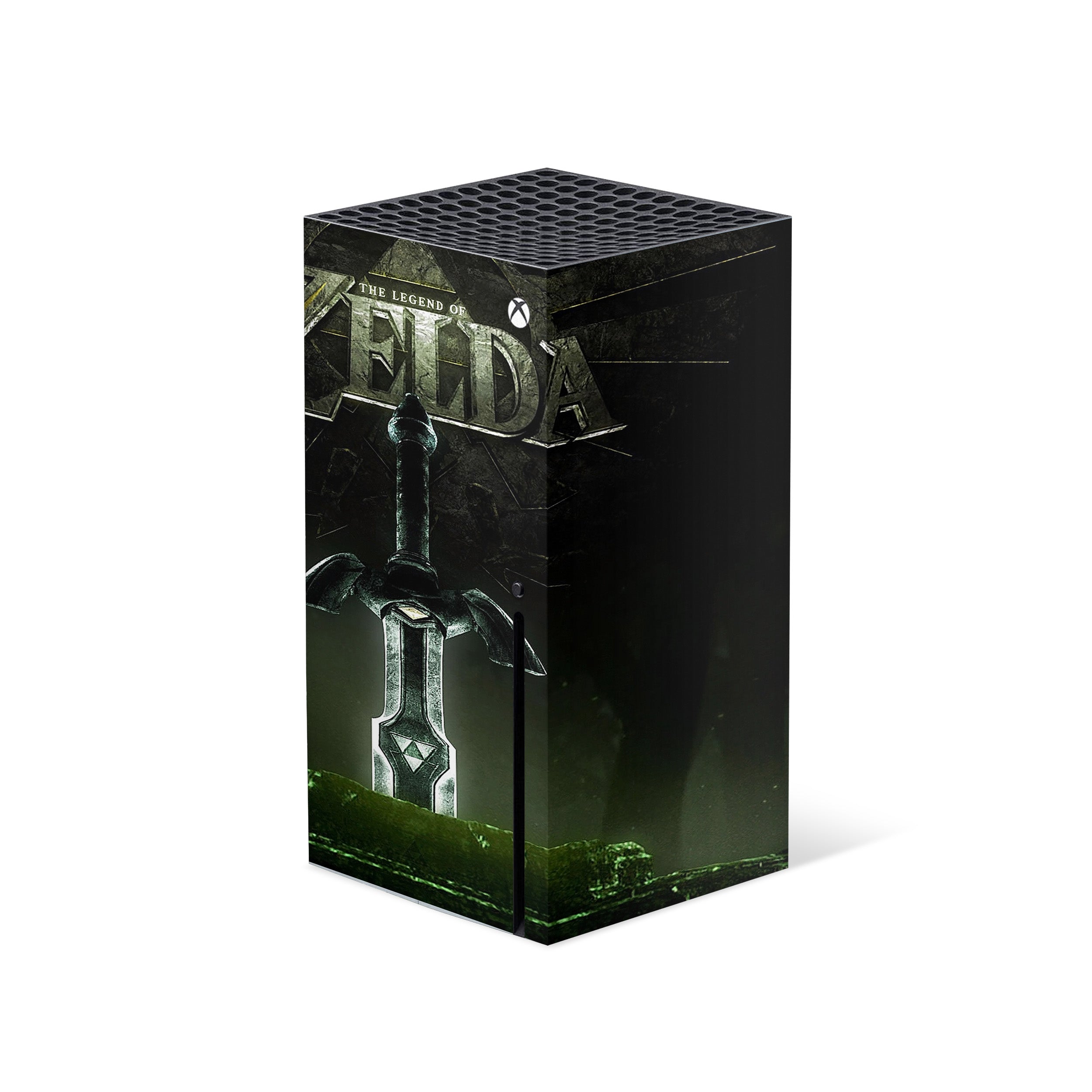 A video game skin featuring a Zelda design for the Xbox Series X.