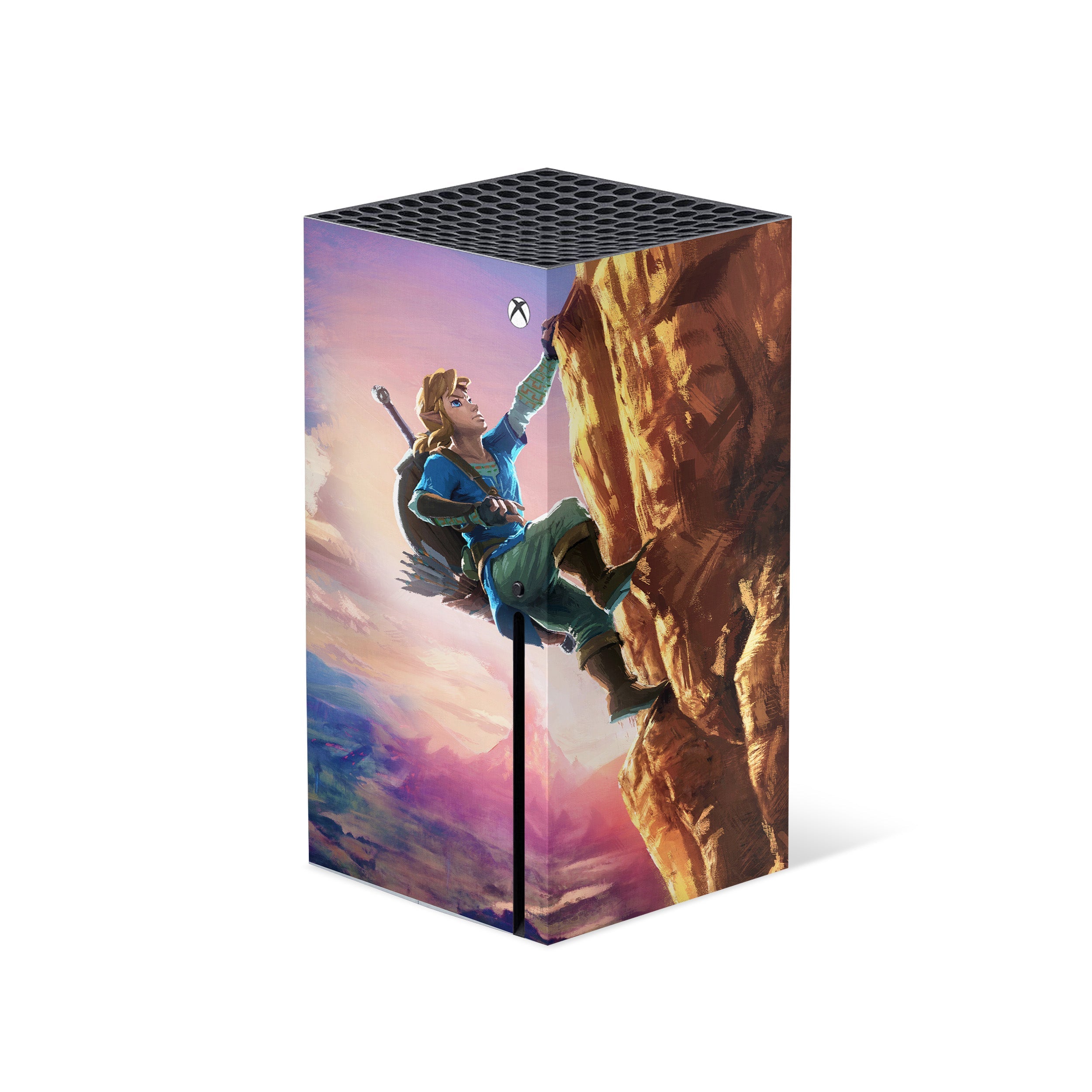 A video game skin featuring a Zelda design for the Xbox Series X.